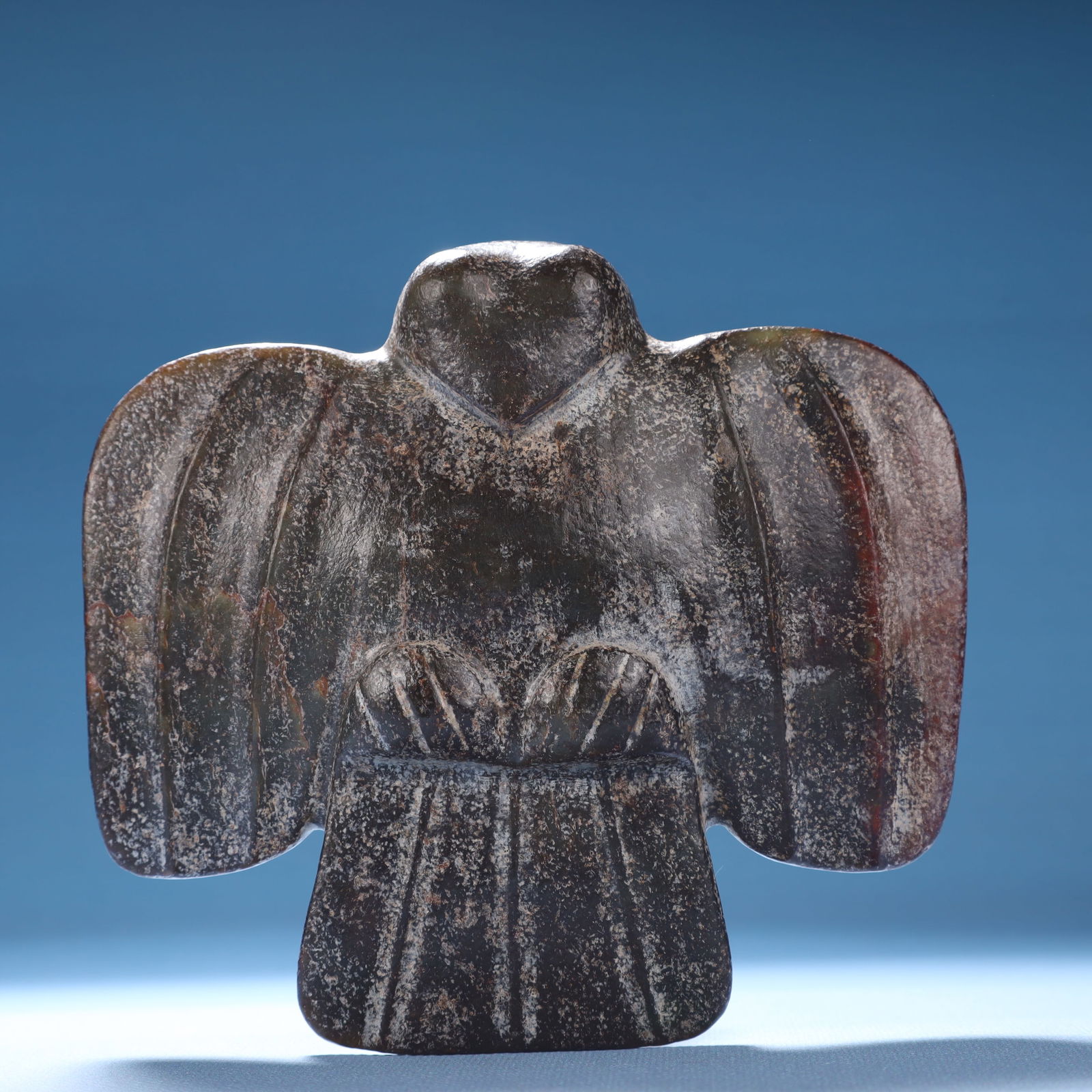 An Archaic Hongshan Culture Yellow Jade Bird Ornament: An Archaic Hongshan Culture Yellow Jade Bird Ornament,Ancient Time,China,Size:5.3inx5.8inx1.2in,Weight:775.8g 