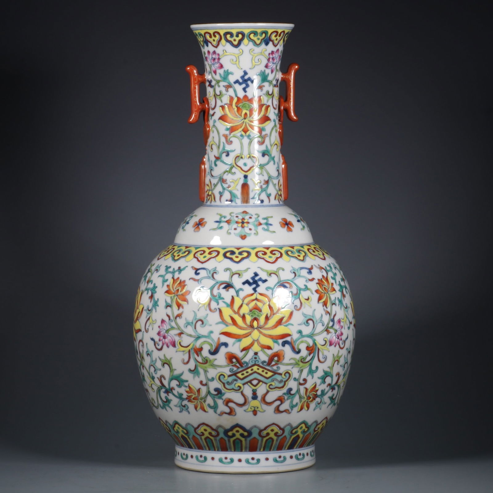 An Exquisite Doucai Lotus Pattern Double-Ears Vase - 3