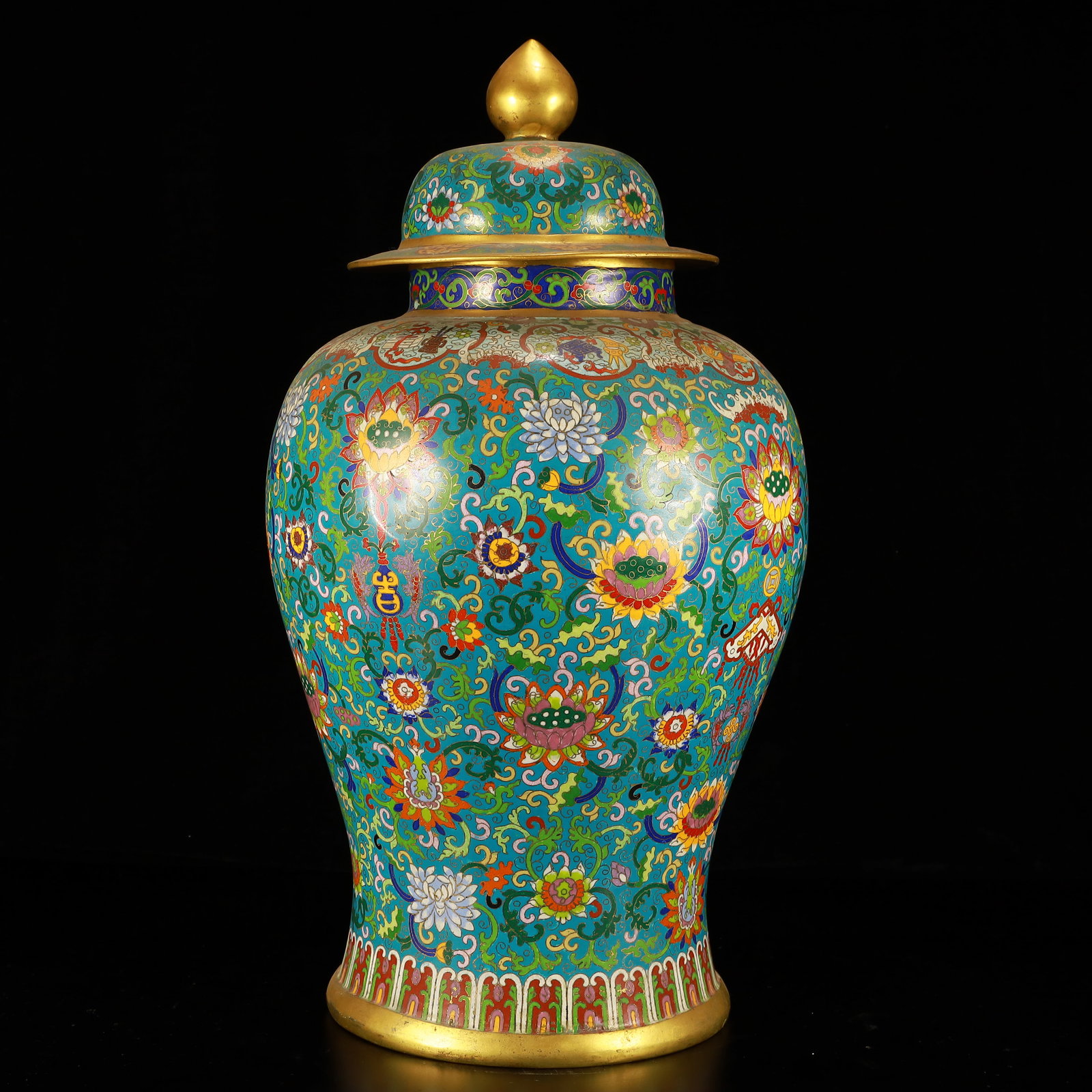 A Huge Cloisonne Lotus Pattern Jar with Cover (1 of 11)