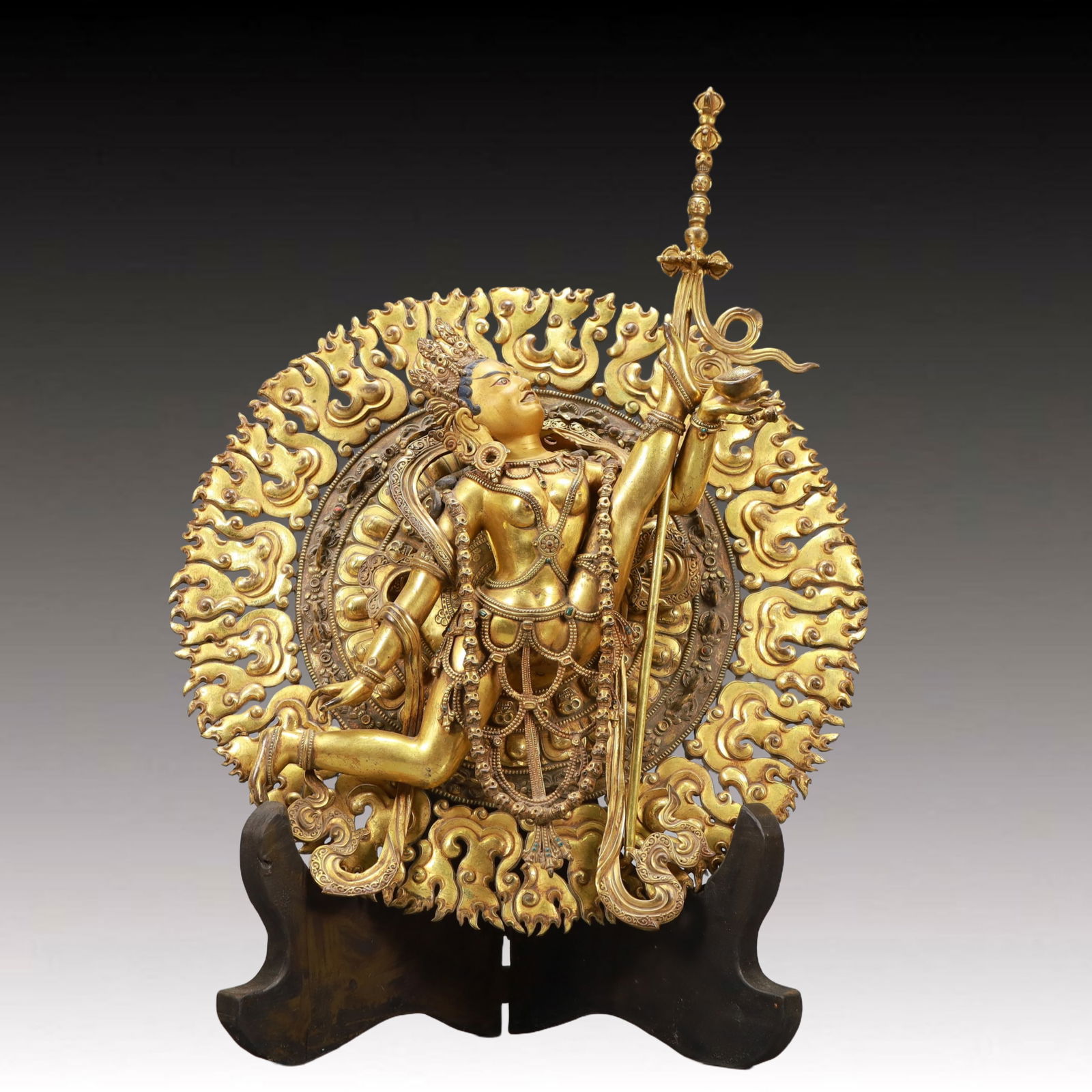 A Solemn Gilt Bronze Statue of Gautama’s Mother: A Solemn Gilt Bronze Statue of Gautama’s Mother,Ming Dynasty, China,Size:18.1inx22.4in,Weight:6550g 铜鎏金佛母像,中国明代