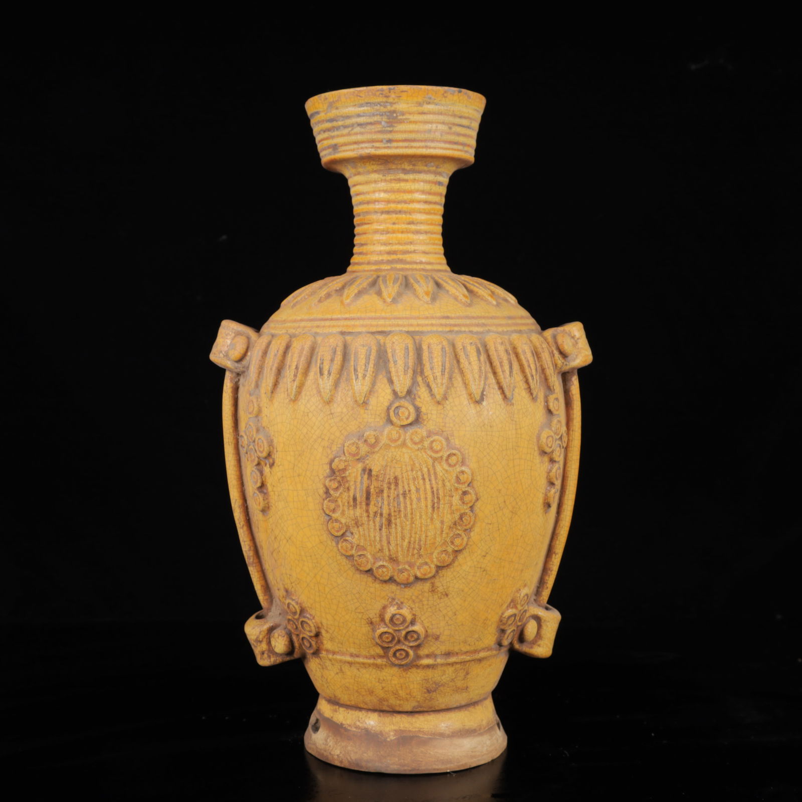 An Exquisite Tang Tri-Color Glazed Pottery Yellow Glazed Vase (1 of 11)