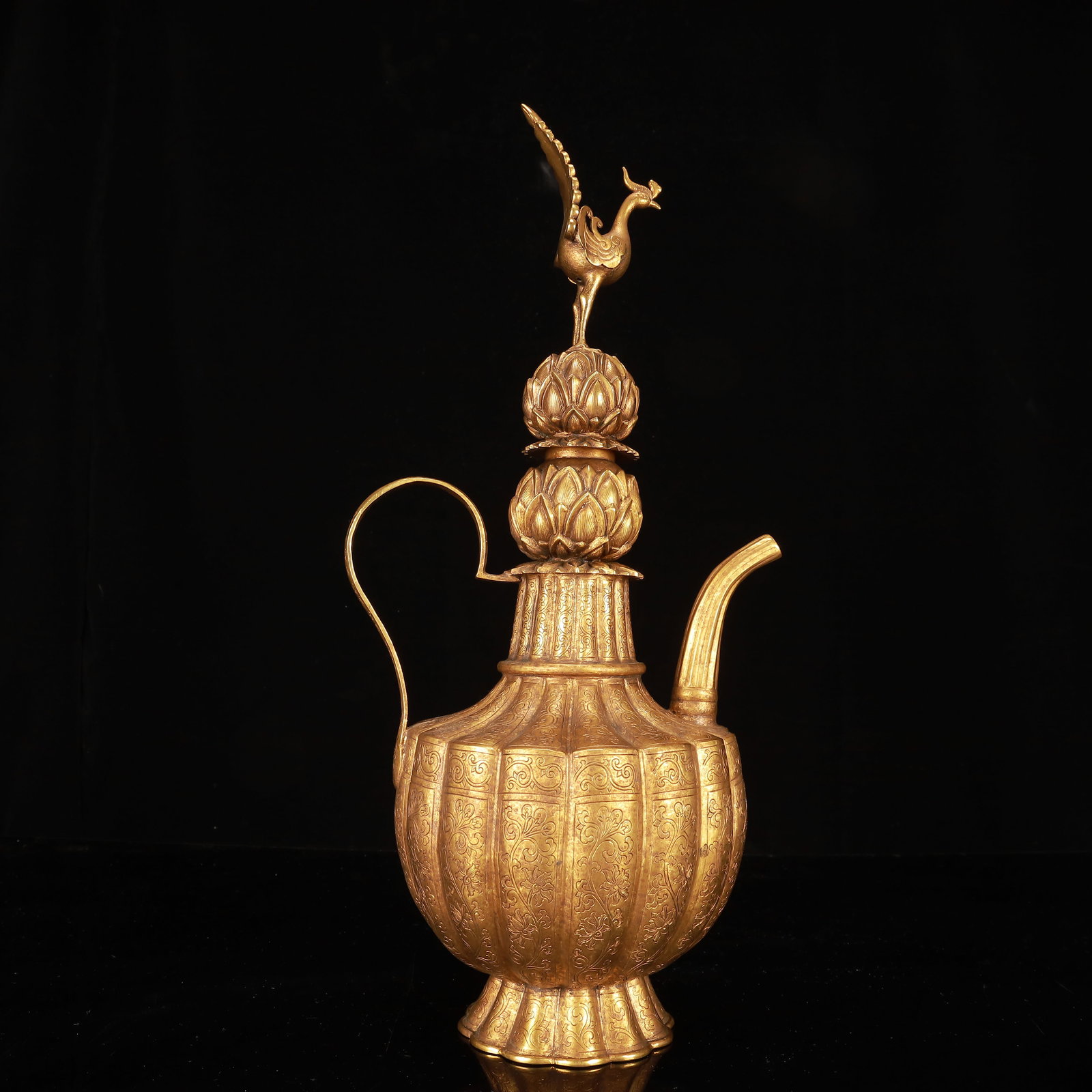 A Huge Gilt Bronze Flower Pattern Ewer - 12