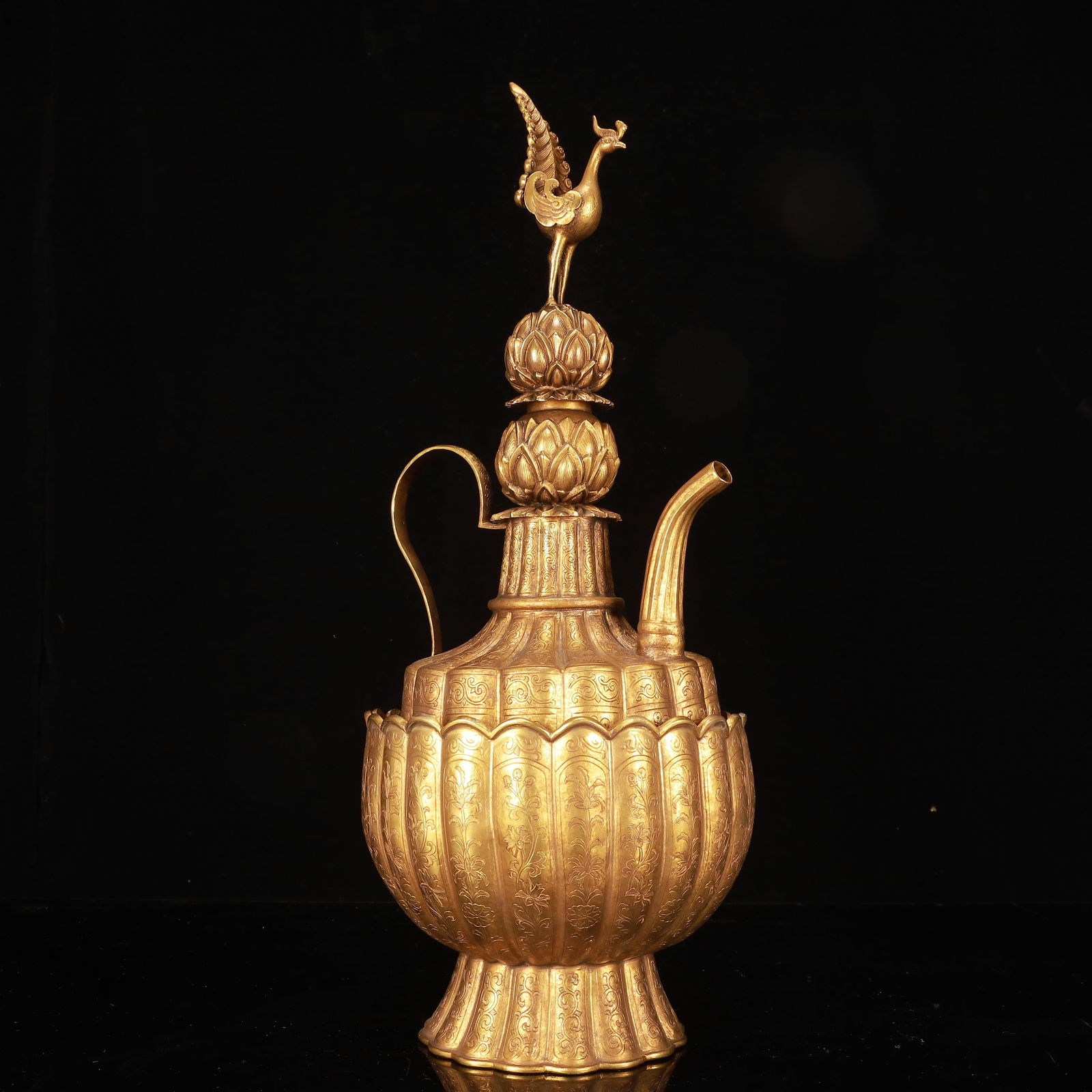 A Huge Gilt Bronze Flower Pattern Ewer - 4