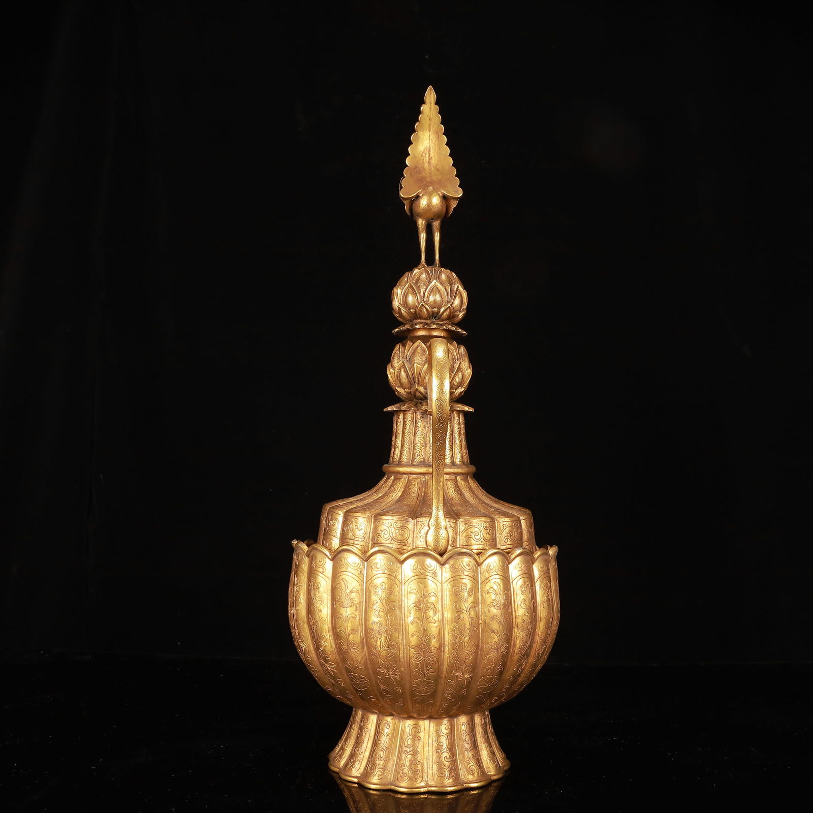 A Huge Gilt Bronze Flower Pattern Ewer - 9