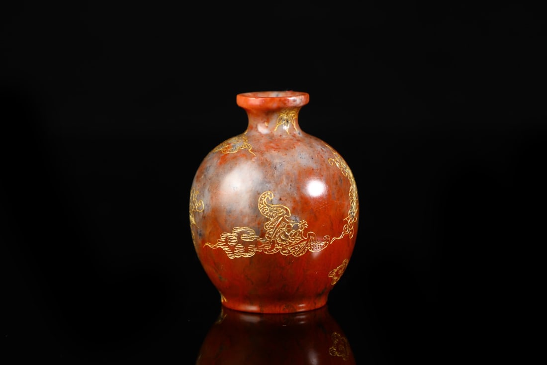 An Exquisite Shoushan Stone Flower Pattern Vase - 6