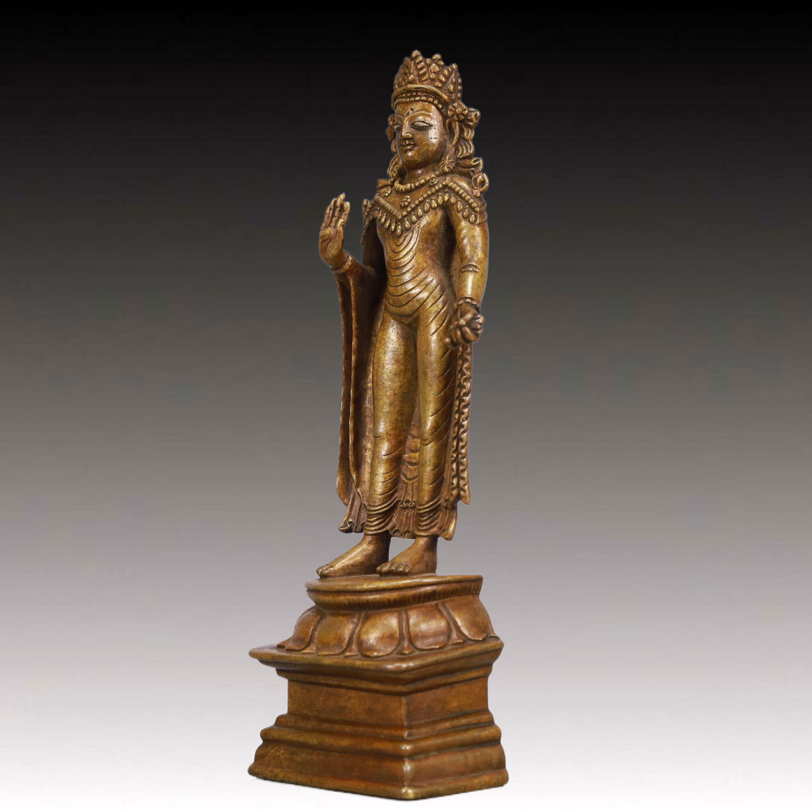 A Solemn Bronze Buddha Statue - 3