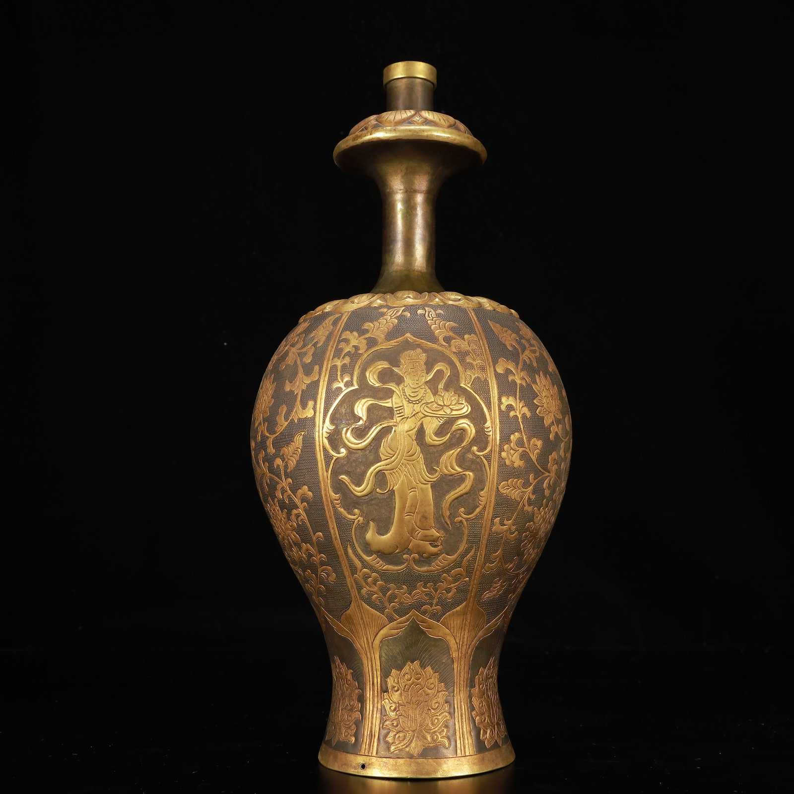 A Rare Gilt Bronze Flower Figure Pattern Vase (1 of 12)