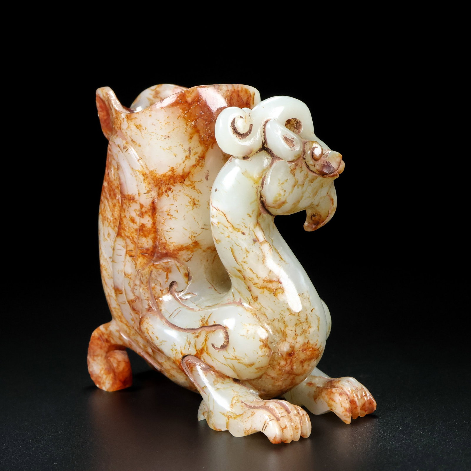 An Exquisite White Jade Phoenix Goblet - 5