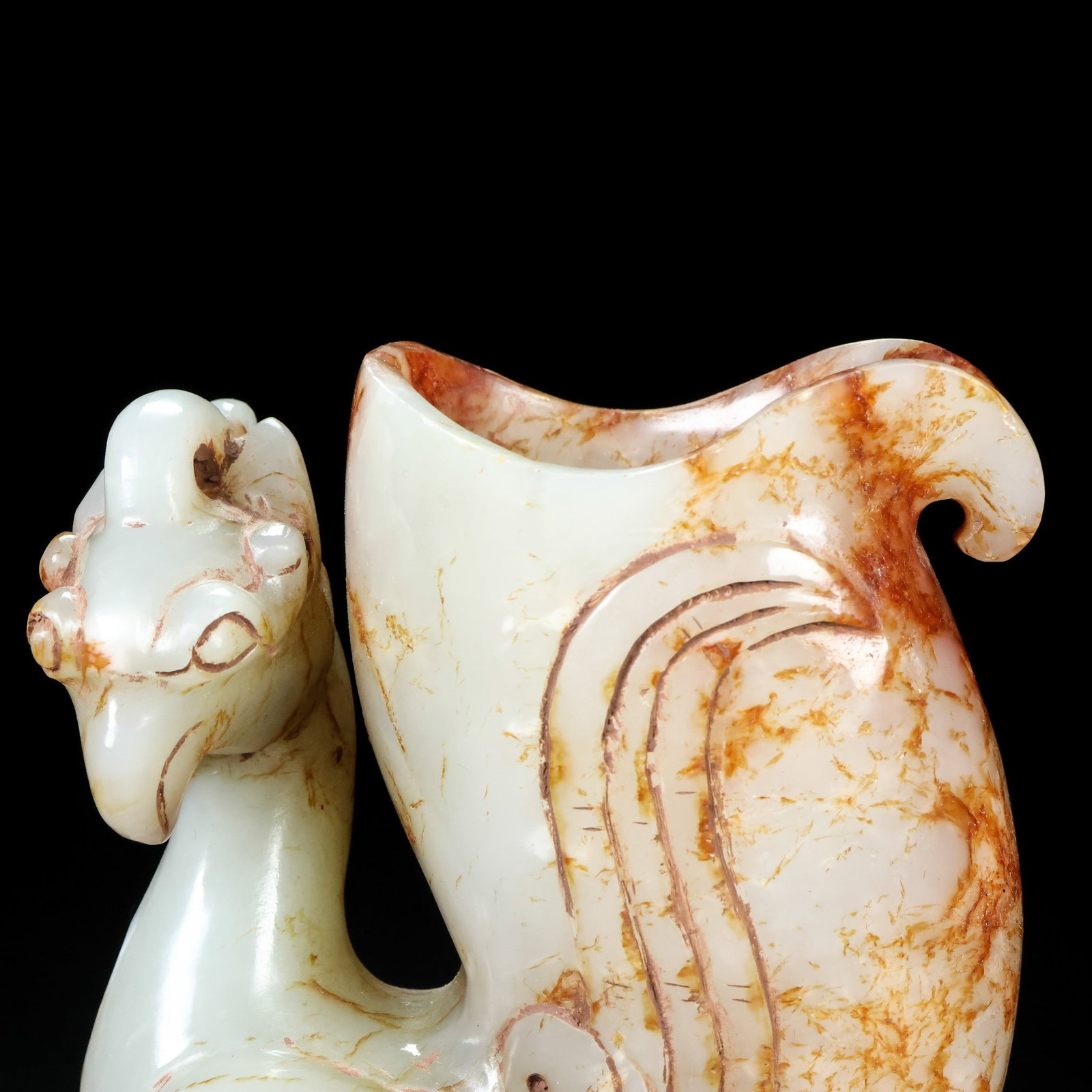 An Exquisite White Jade Phoenix Goblet - 6