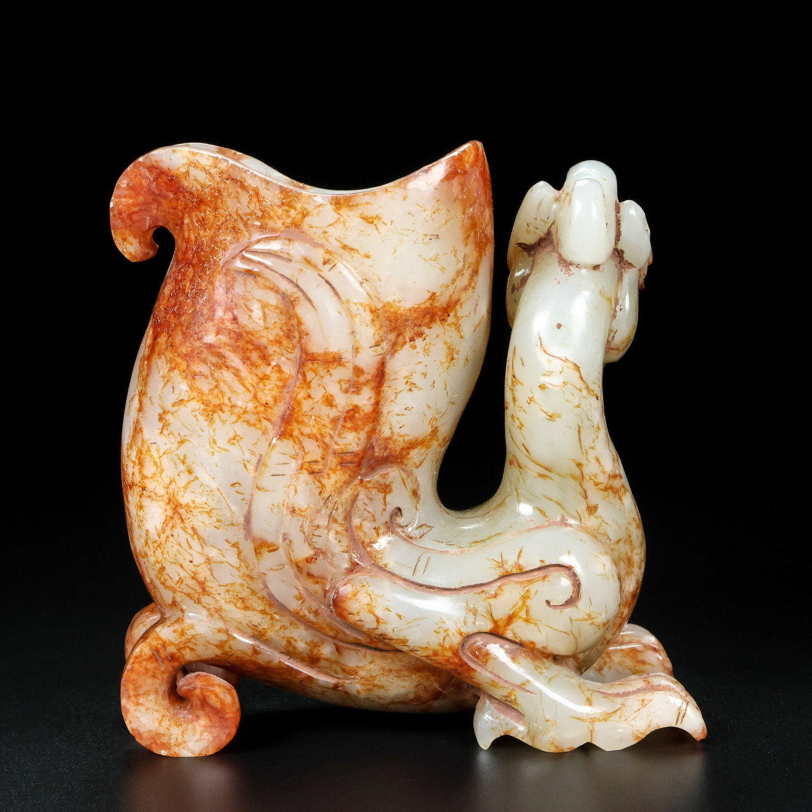 An Exquisite White Jade Phoenix Goblet - 8