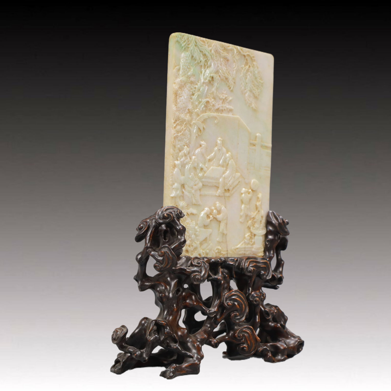An Exquisite Shoushan Stone Figure Pattern Table Screen - 6