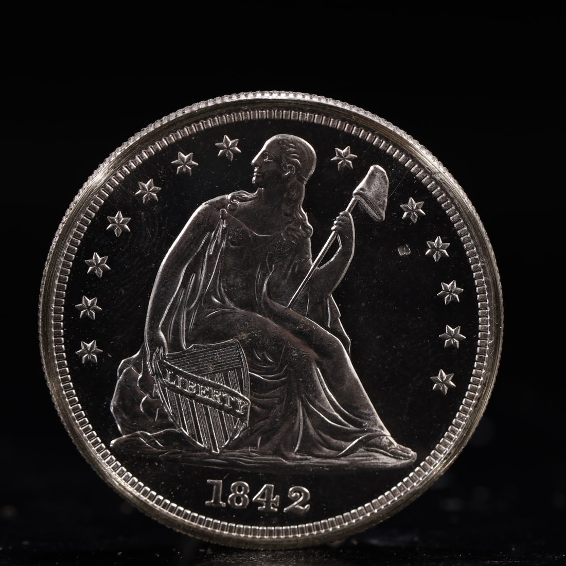 USA One Dollar 1842 Coin: American coin. IN GOD WE TRUST / LIBERTY / 1842 / UNITED STATES OF AMERICA / ONE DOL. Weight:26.9g.