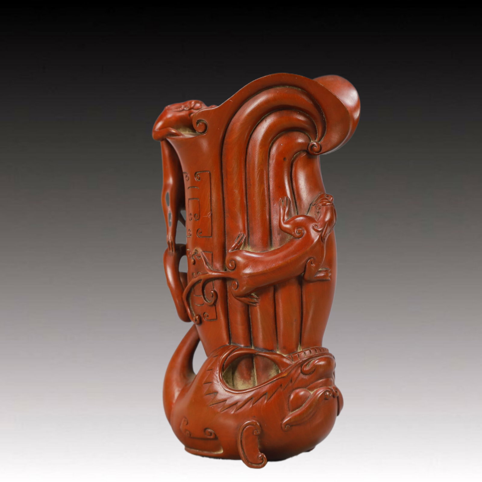 An Exquisite Boxwood Dragon Pattern Goblet - 4