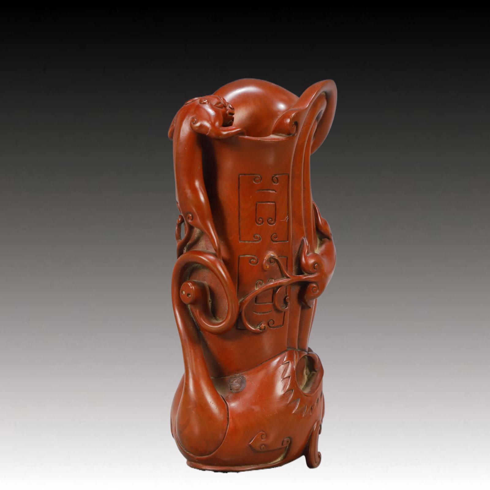 An Exquisite Boxwood Dragon Pattern Goblet - 6
