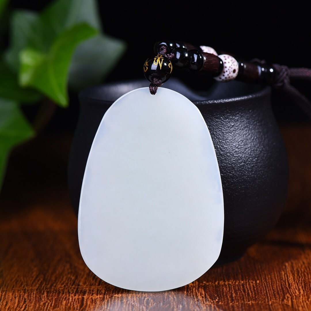 An Exquisite White Jade Figure Pattern Pendant - 5