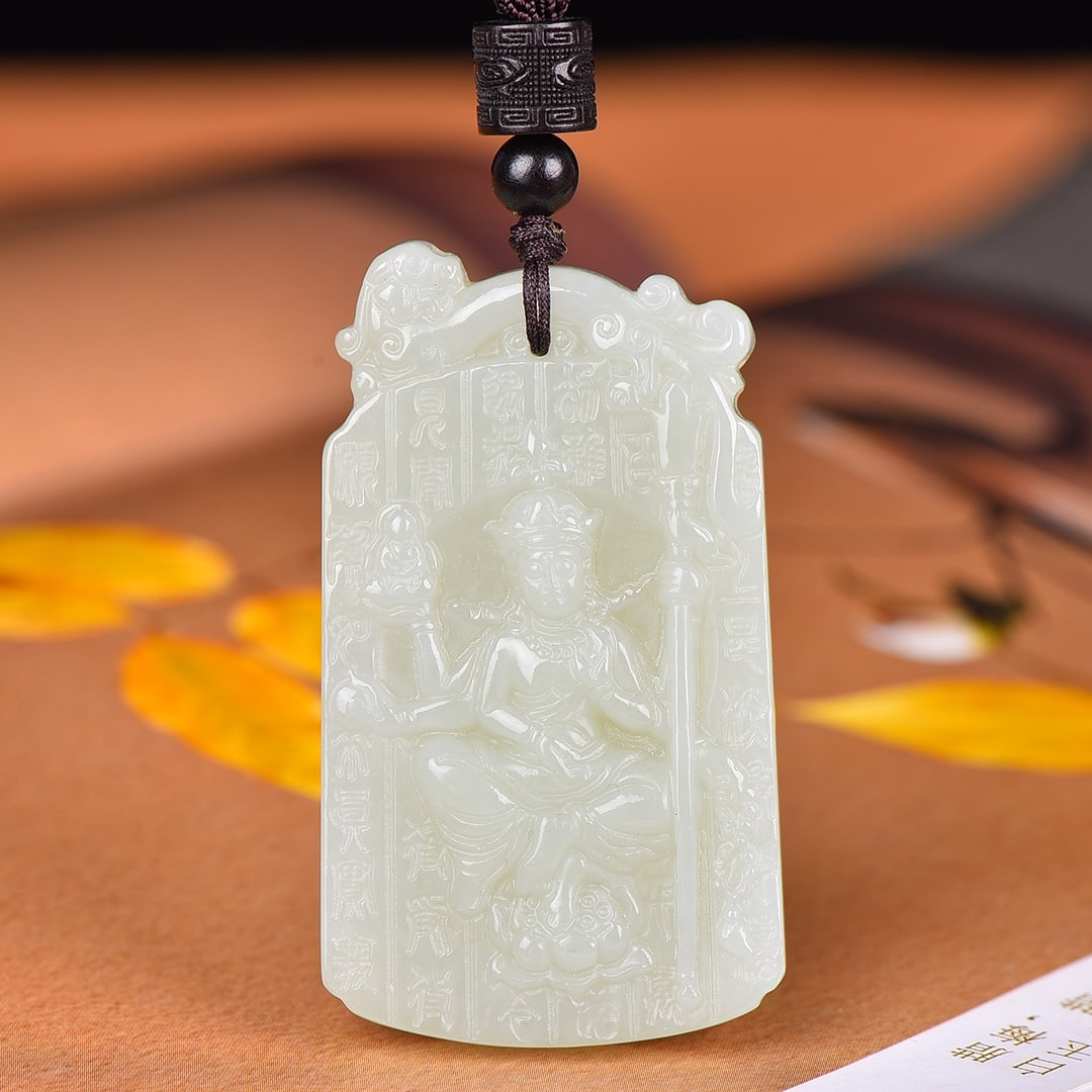 An Exquisite White Jade Statue of Kshitigarbha Bodhisattva Pendant: An Exquisite White Jade Statue of Kshitigarbha Bodhisattva Pendant, 白玉地藏王菩萨像挂件