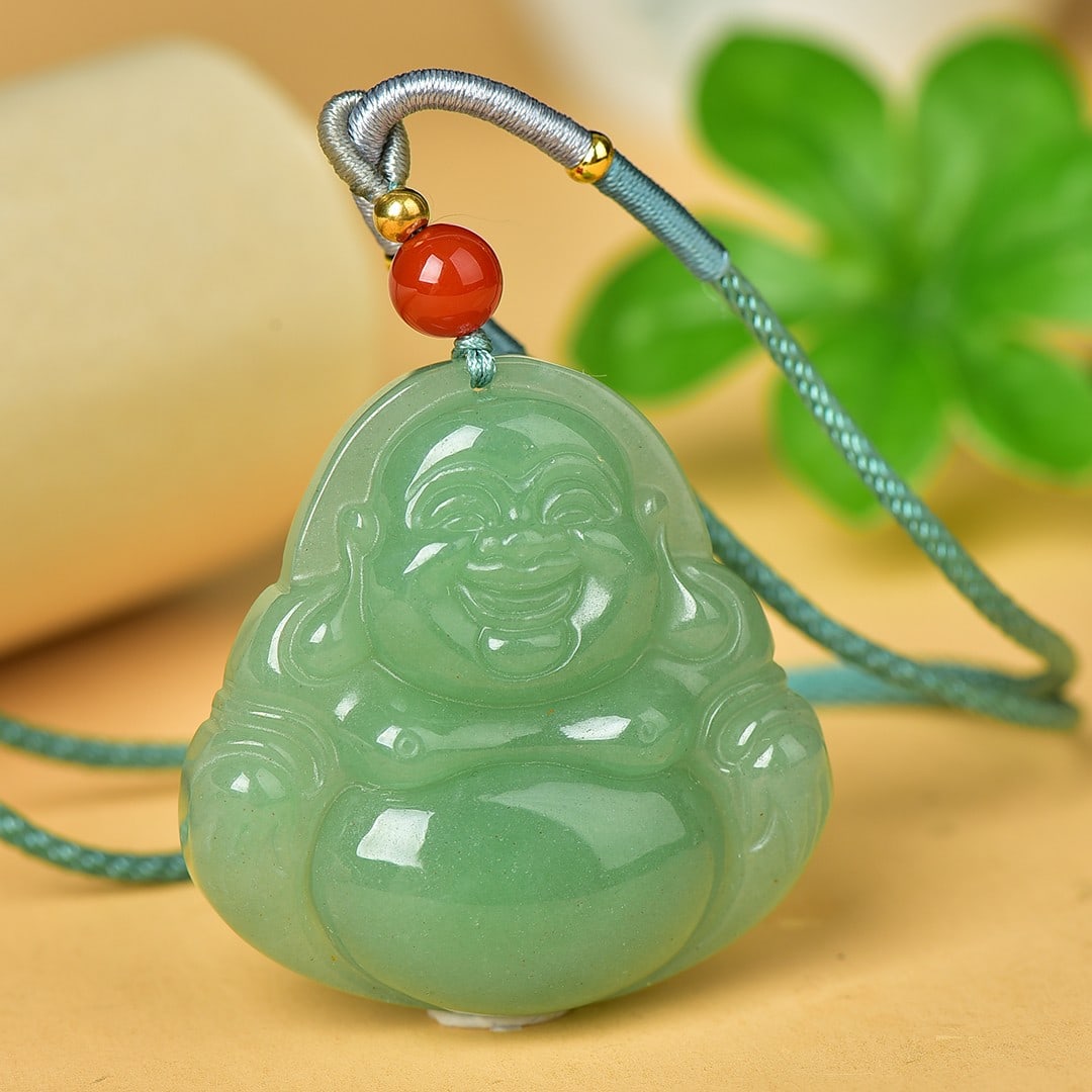 An Exquisite Greenish Jade Buddha Statue Pendant: An Exquisite Greenish Jade Buddha Statue Pendant,Size:1.8inx1.8in 青玉佛像挂件