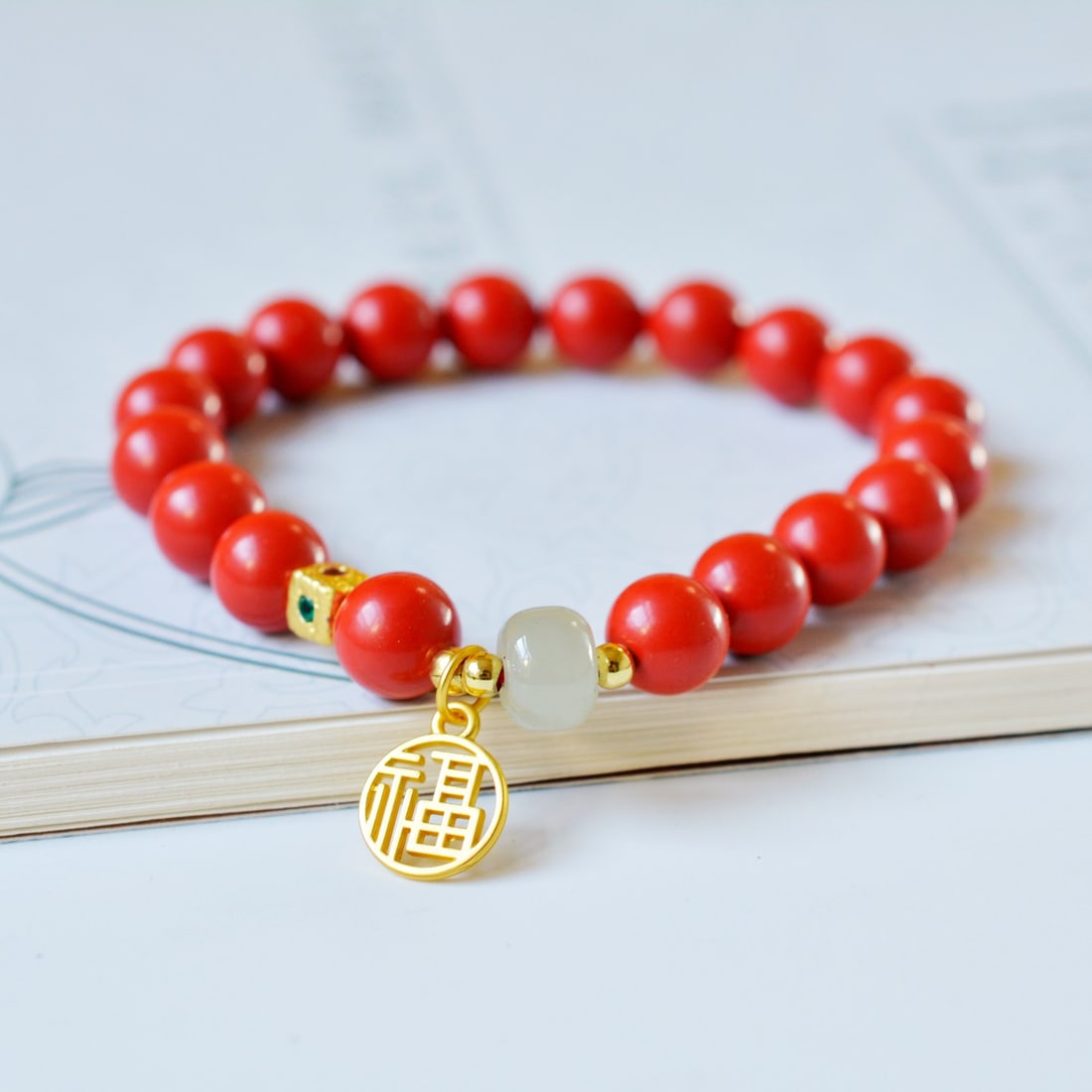 An Exquisite Cinnabar Bracelets: An Exquisite Cinnabar Bracelets,Size:0.3inx0.3in (寓意)吉祥招财喜庆、驱邪避凶 朱砂手串