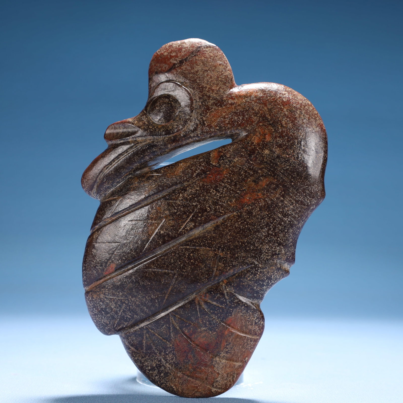 An Archaic Hongshan Culture Yellow Jade Crane Ornament: An Archaic Hongshan Culture Yellow Jade Crane Ornament,Ancient Time,China,Size:4.3inx0.6inx6.1in,Weight:400g 红山文化黄玉鹤摆件,中国&#