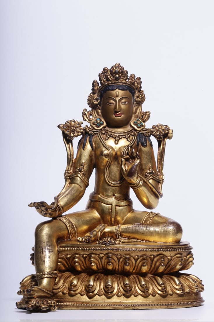 A Rare Gilt Bronze Statue of Tara (1 of 9)