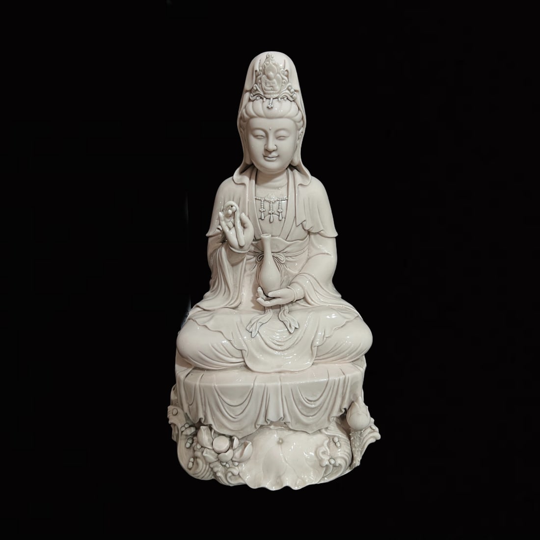 A Solemn Blance-De-Chine Statue of Avalokitesvara (1 of 8)