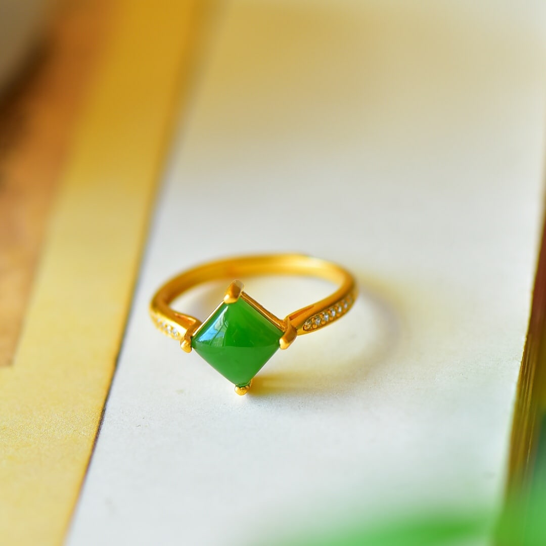 A Pair of Exquisite Sterling Silver-Gold Plated Inlaid Jasper Ring,Inlaid Diamond (1 of 5)