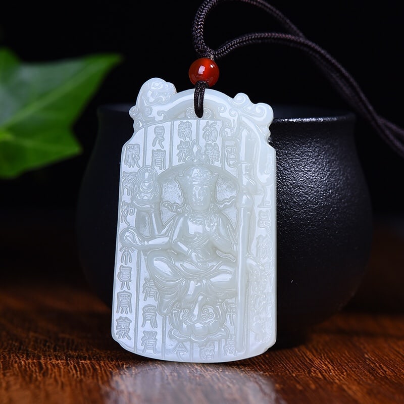 An Exquisite White Jade Buddha Statue Pendant: An Exquisite White Jade Buddha Statue Pendant,Size:1.3inx2.2in 白玉佛像挂件