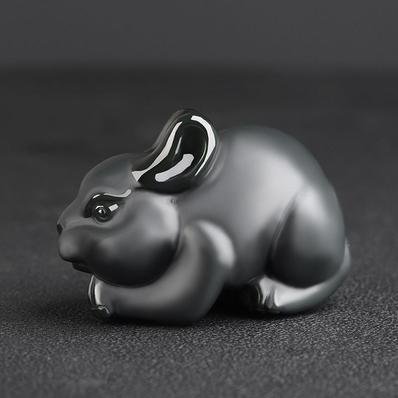 An Exquisite Cyan jade Rabbit Ornament: An Exquisite Cyan jade Rabbit Ornament,Size:2.6inx1.7inx1.7in 青玉兔摆件