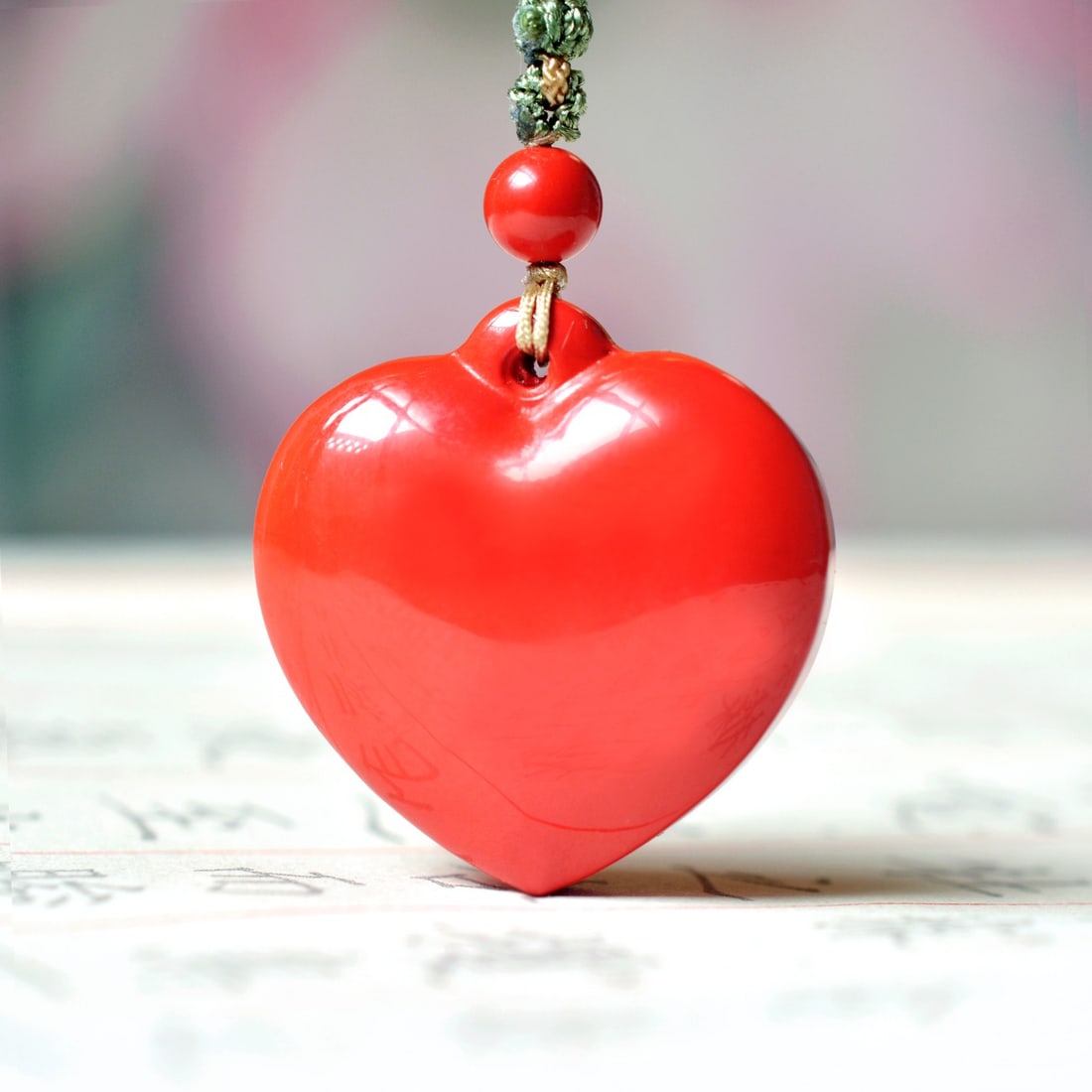 An Exquisite Cinnabar Pendant: An Exquisite Cinnabar Pendant,Size:1inx1in,Weight:15.3g 朱砂挂件