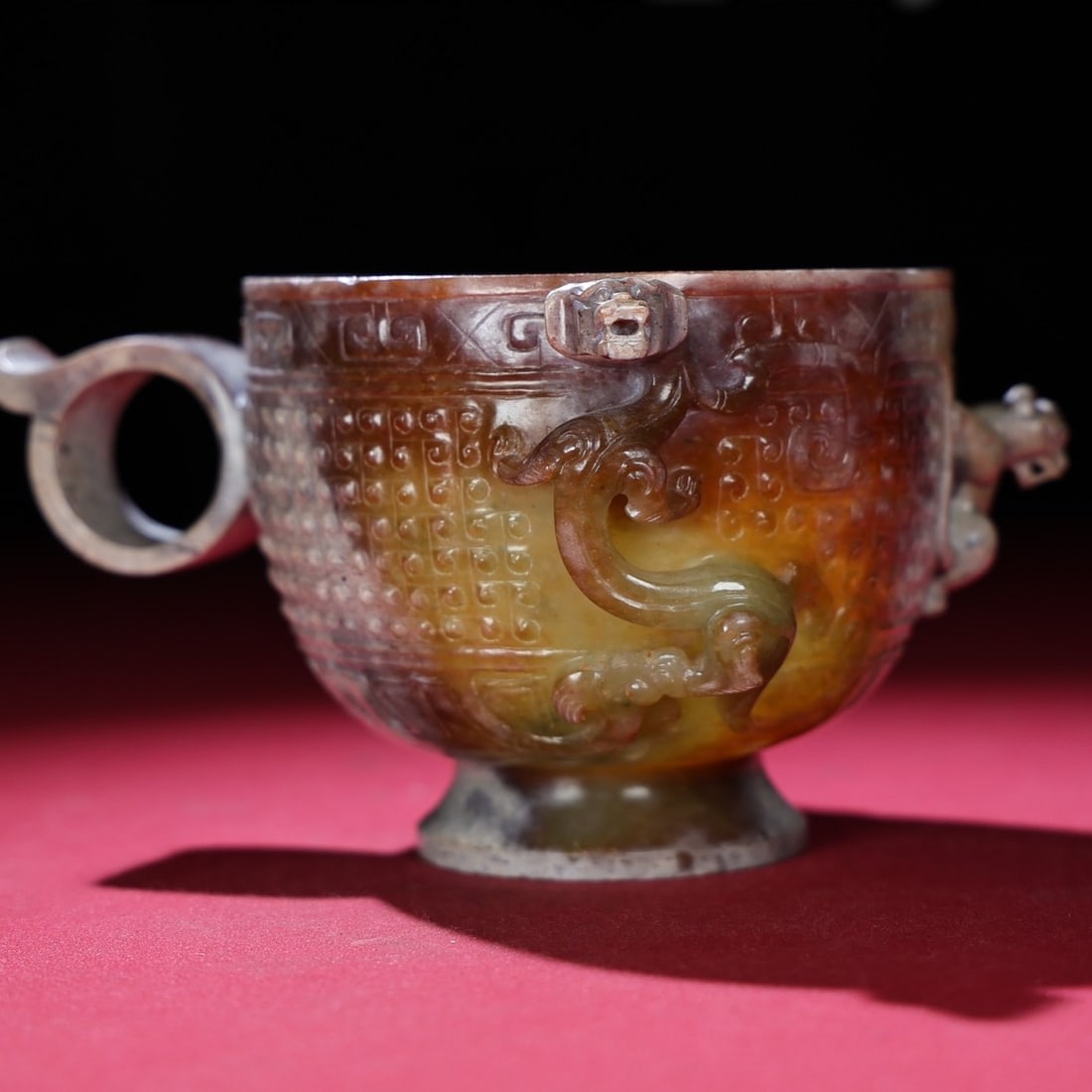 An Exquisite Archaic Jade Chi-Dragon Pattern Cup (1 of 9)