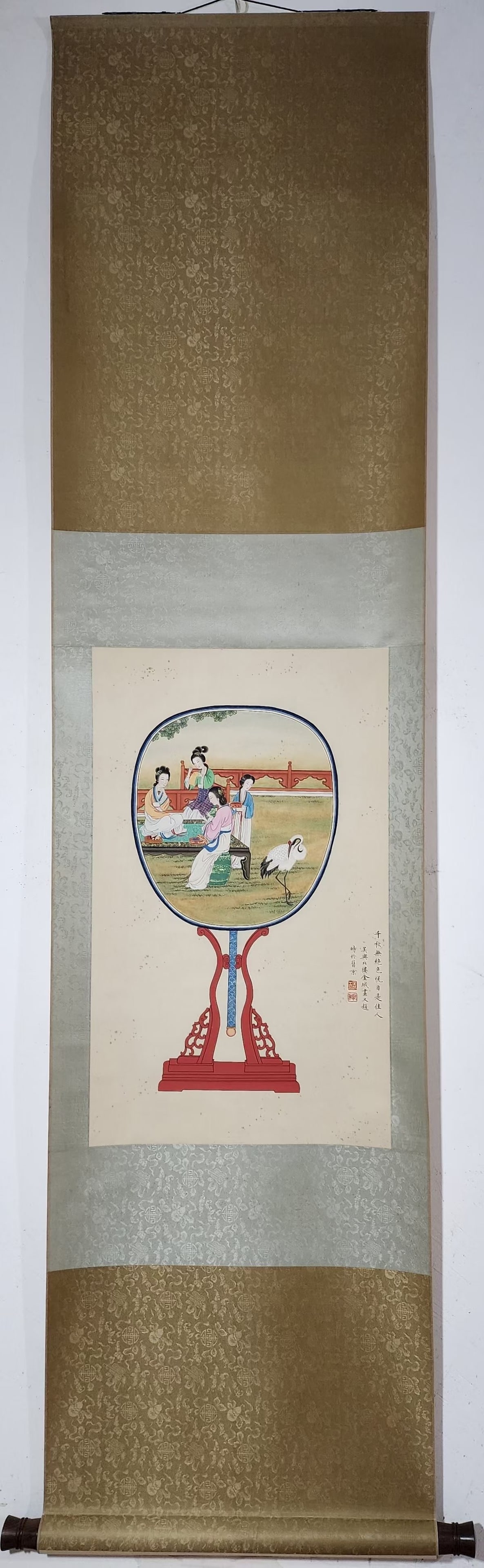 A Chinese Vertical Scroll Ink Painting of Character and Story on Paper: A Chinese Vertical Scroll Ink Painting of Character and Story on Paper,Jin Cheng,Size:24.8inx15in 