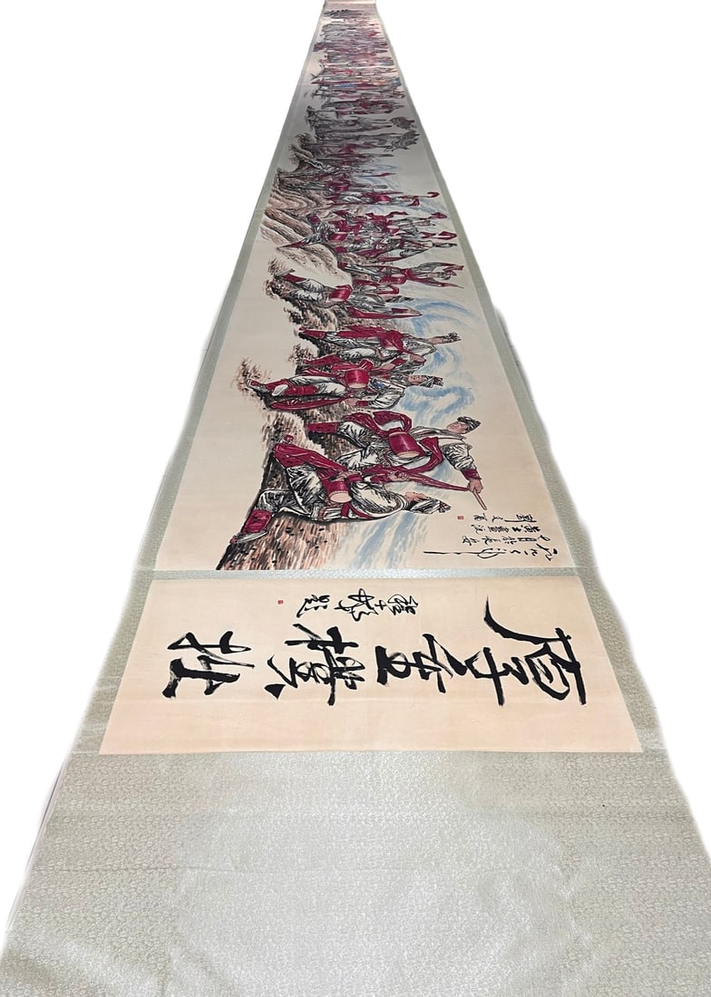 A Chinese Hand Scroll Ink Painting of Character and Story on Paper: A Chinese Hand Scroll Ink Painting of Character and Story on Paper,Liu Wenxi 