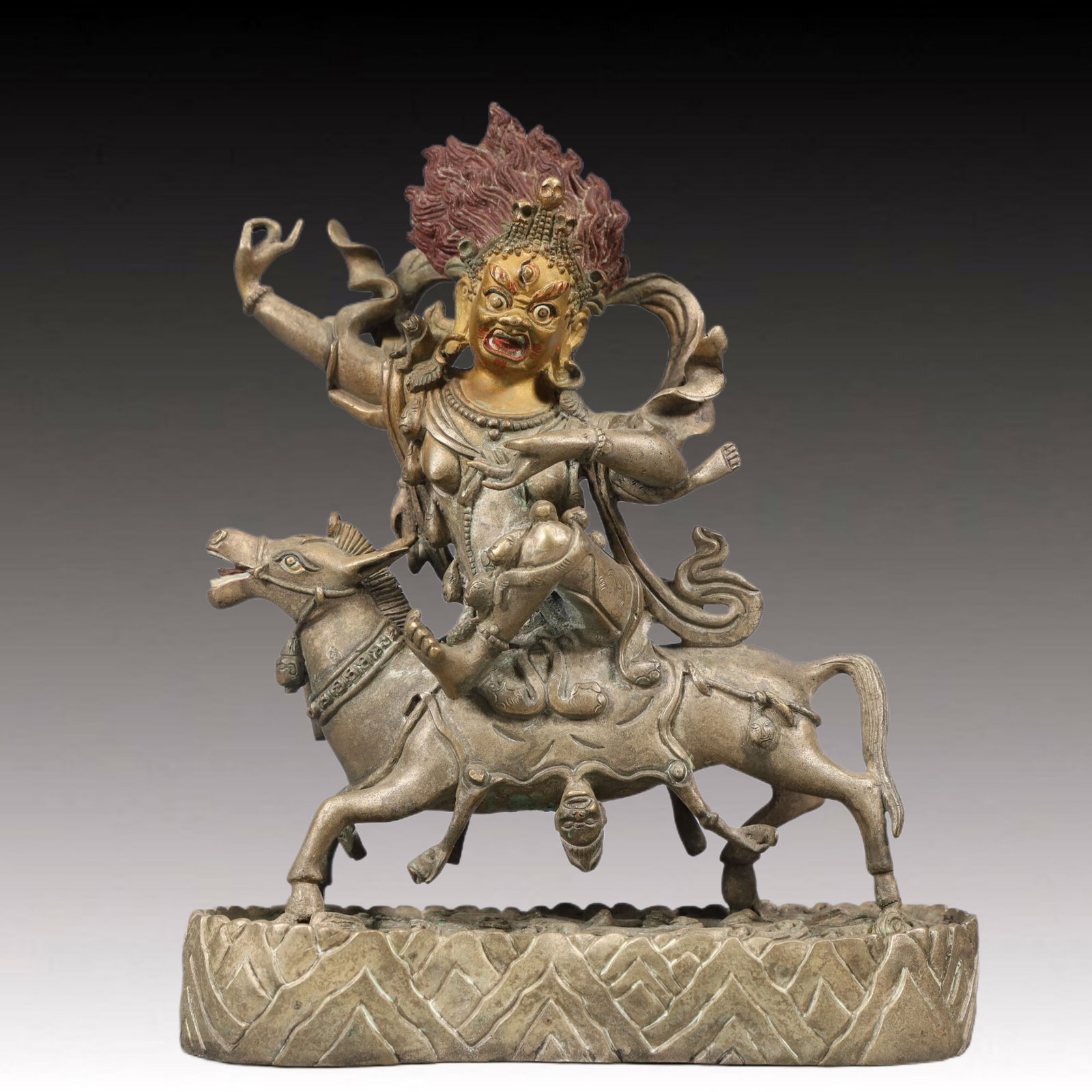 A Solemn Gilt Bronze Statue of Mammon: A Solemn Gilt Bronze Statue of Mammon, Qing Dynasty, China, Size:5.7inx2inx6.9in, Weight:1300g 铜鎏金财神像,中国清代,尺寸:5.7inx