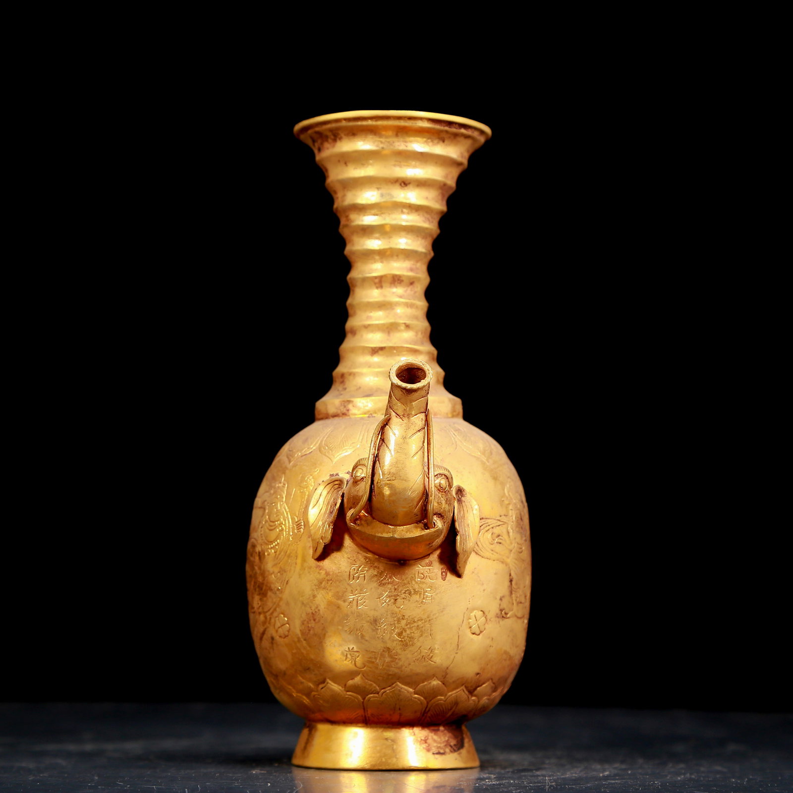 An exquisite gilt bronze figure pot - 5