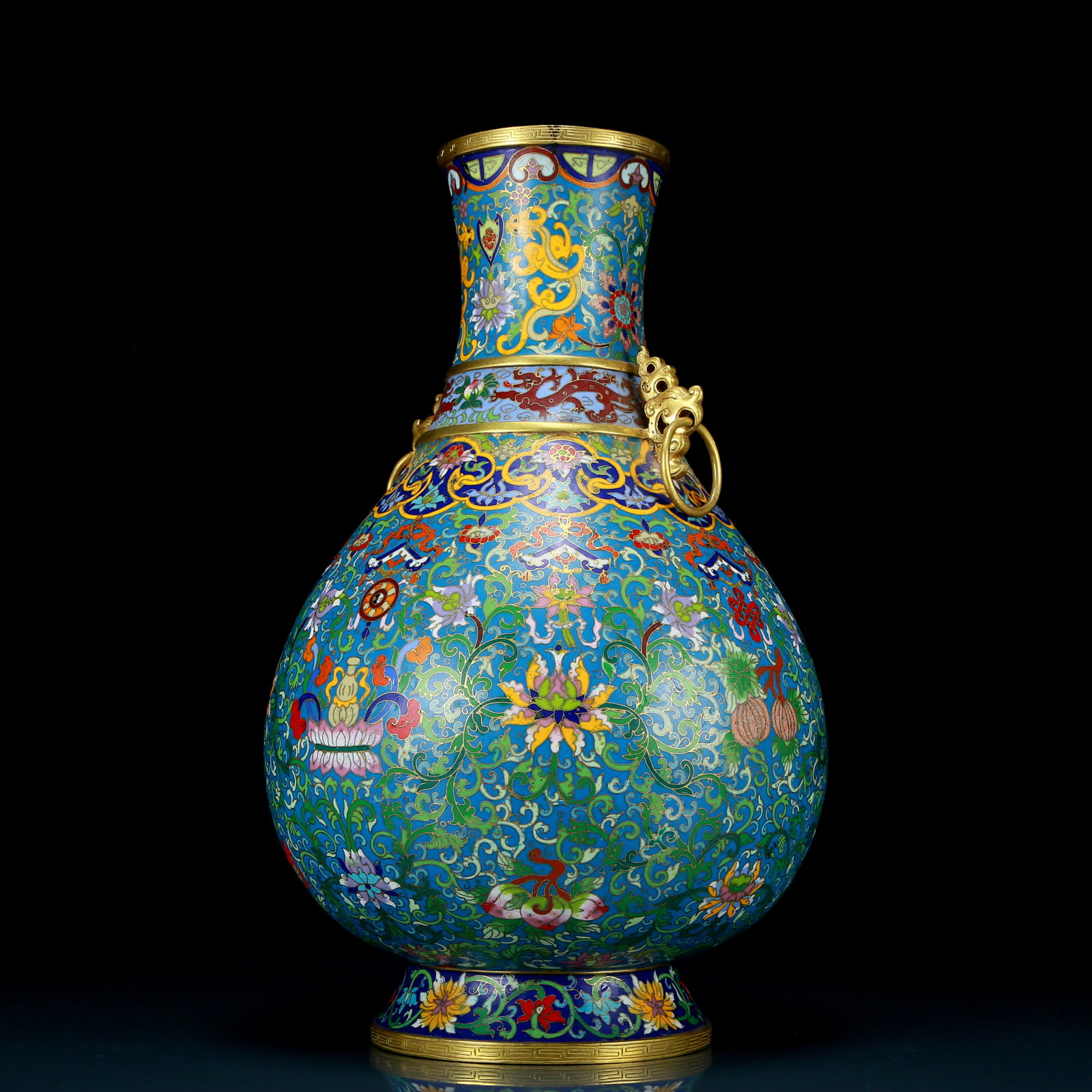 A perfect cloisonne lotus pattern amphora - 4