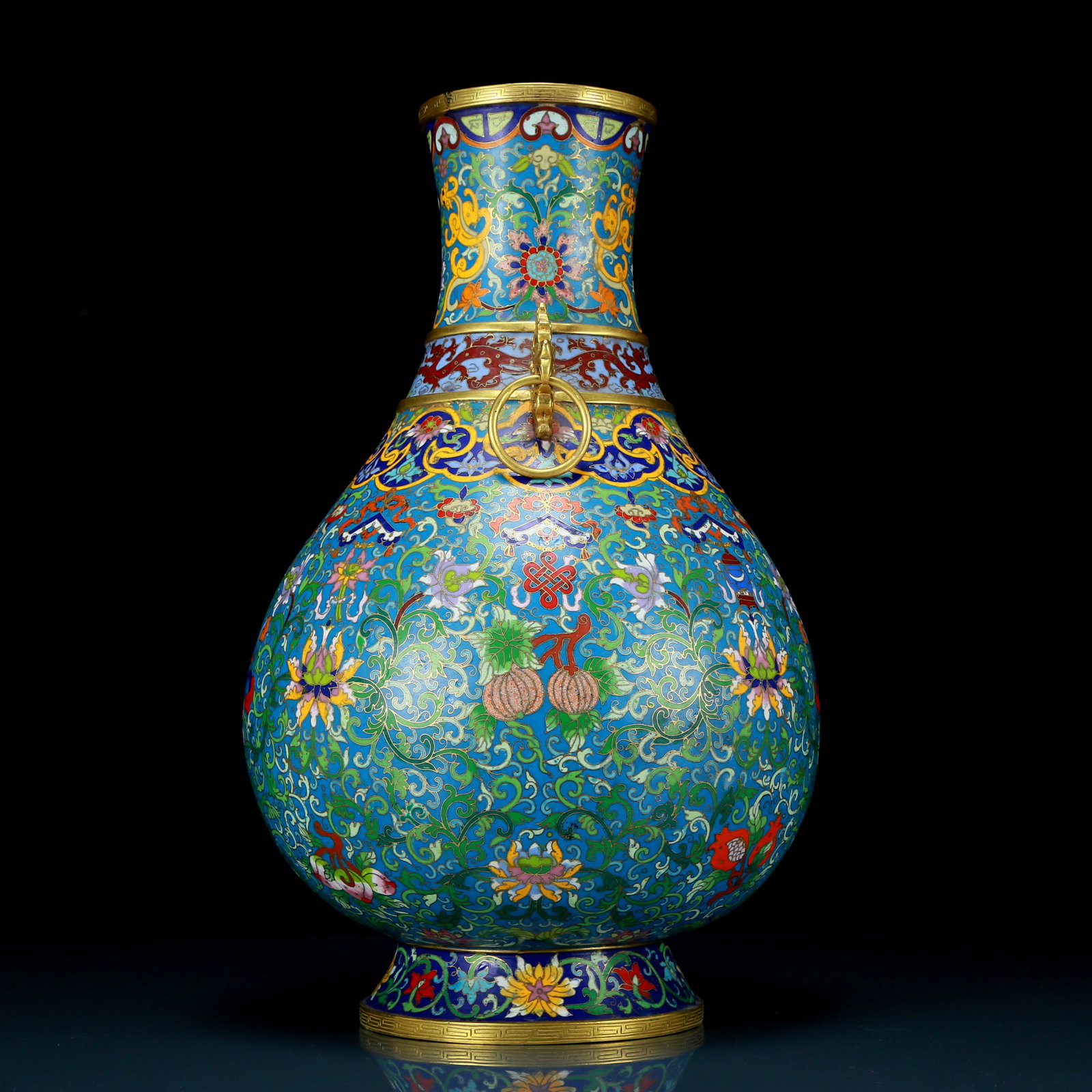 A perfect cloisonne lotus pattern amphora - 5