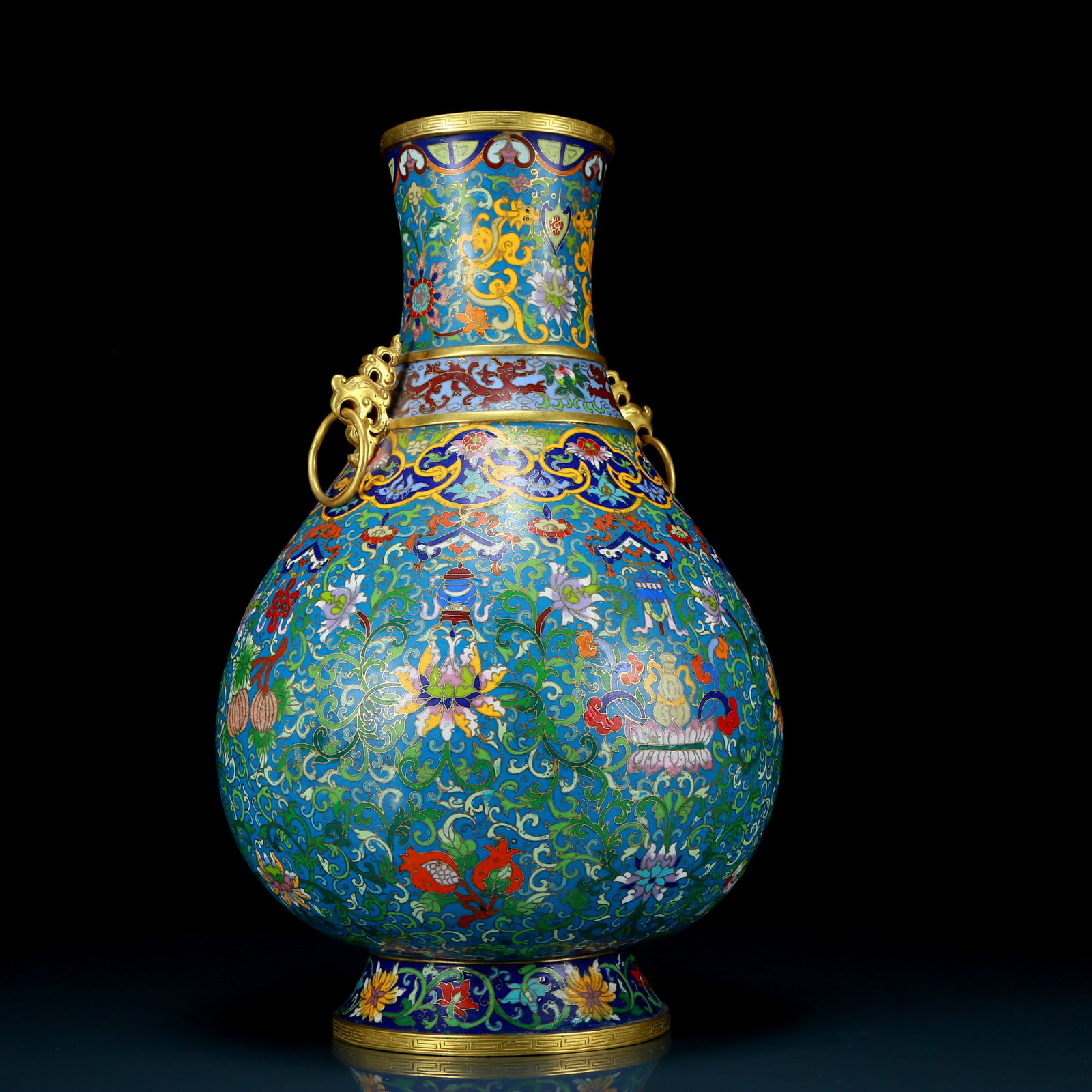 A perfect cloisonne lotus pattern amphora - 6