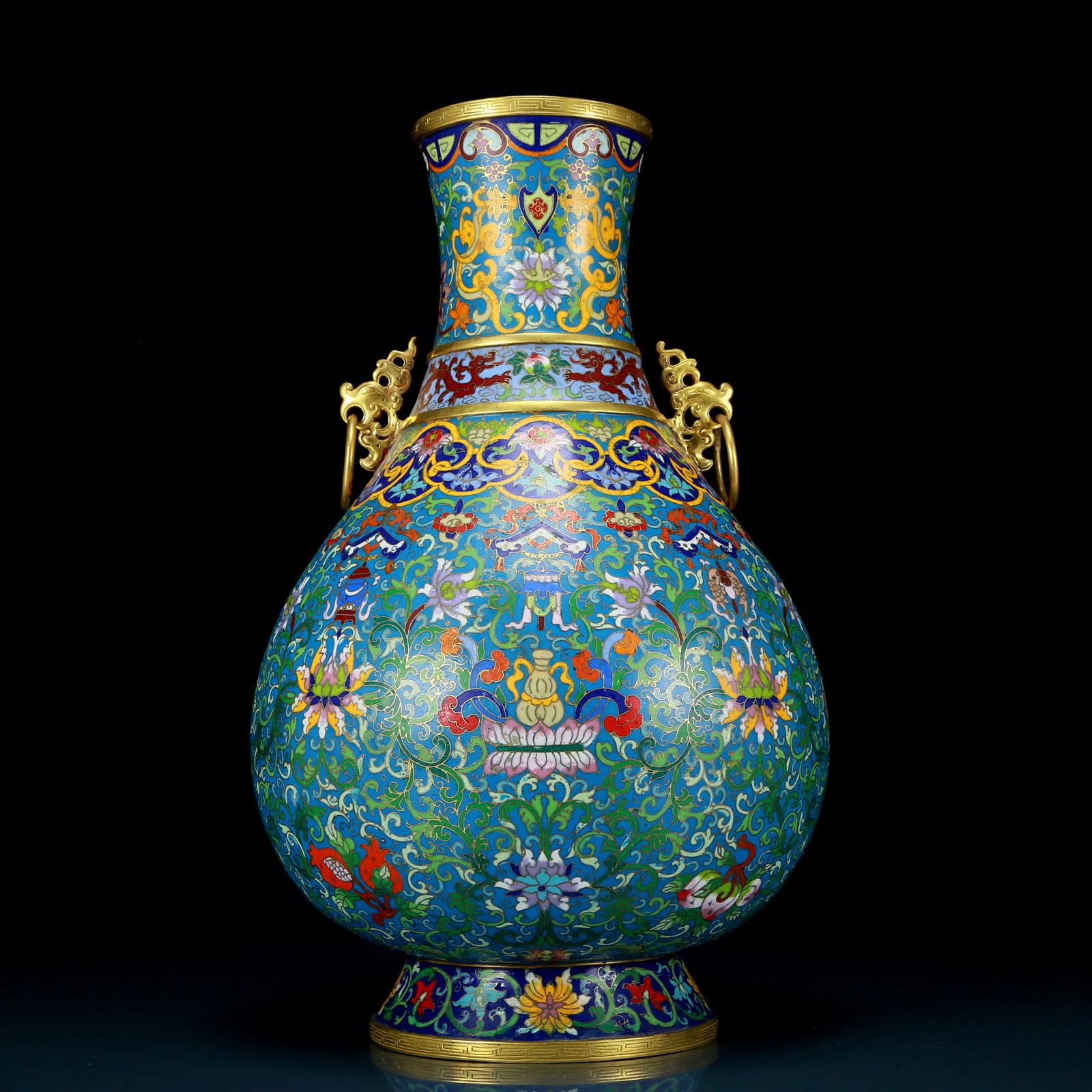 A perfect cloisonne lotus pattern amphora - 7