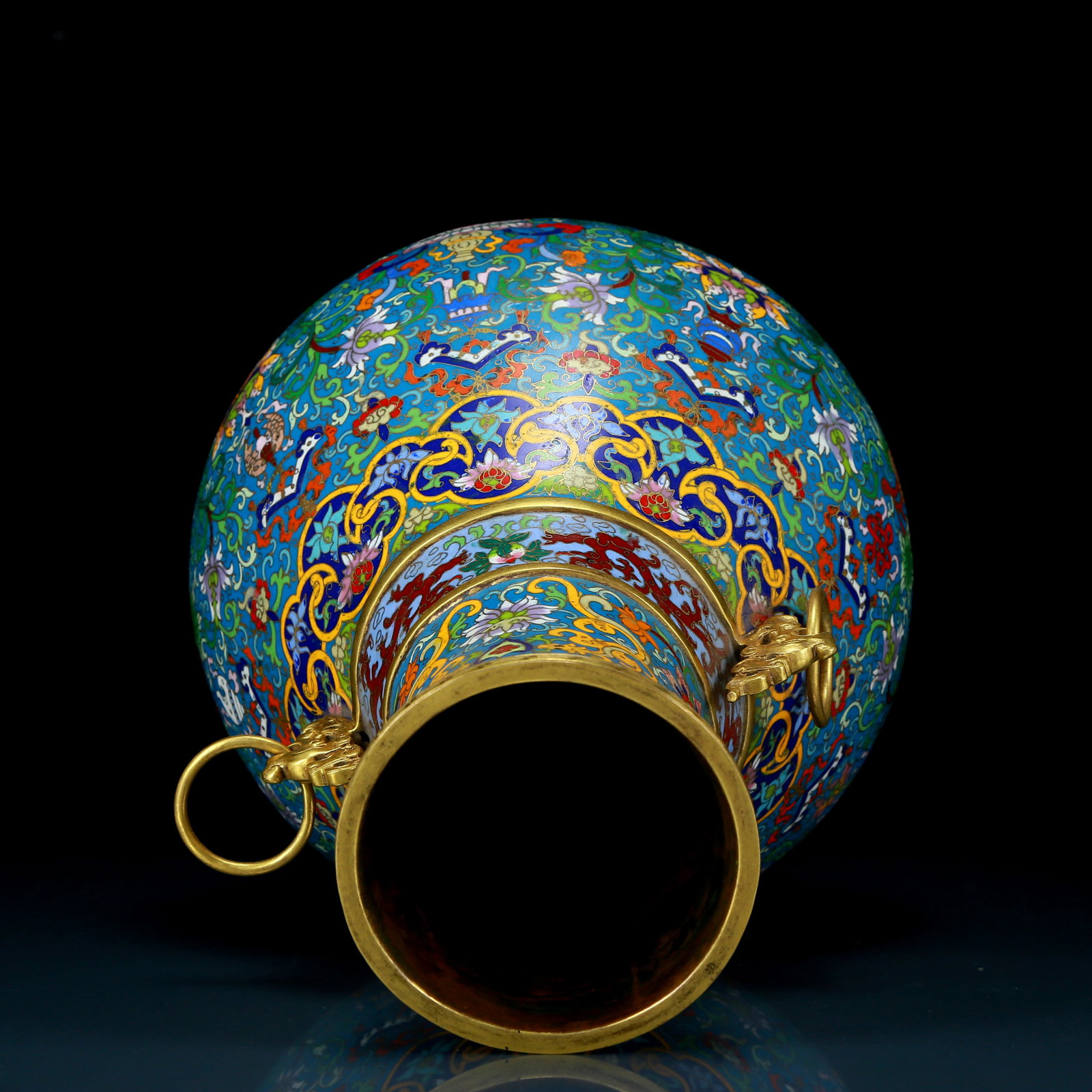 A perfect cloisonne lotus pattern amphora - 9