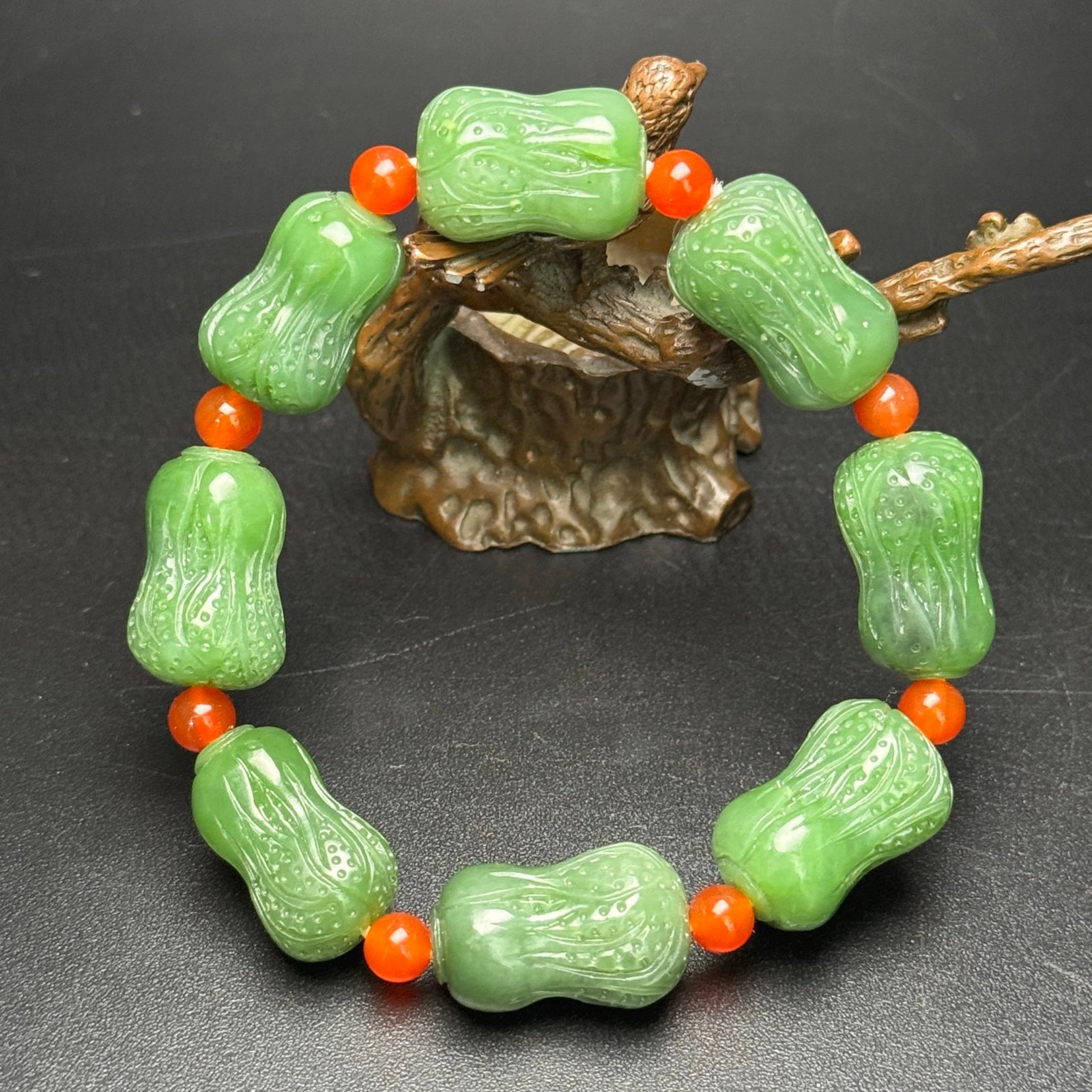 An Exquisite Jasper Cabbage-Shaped Bracelets - 7