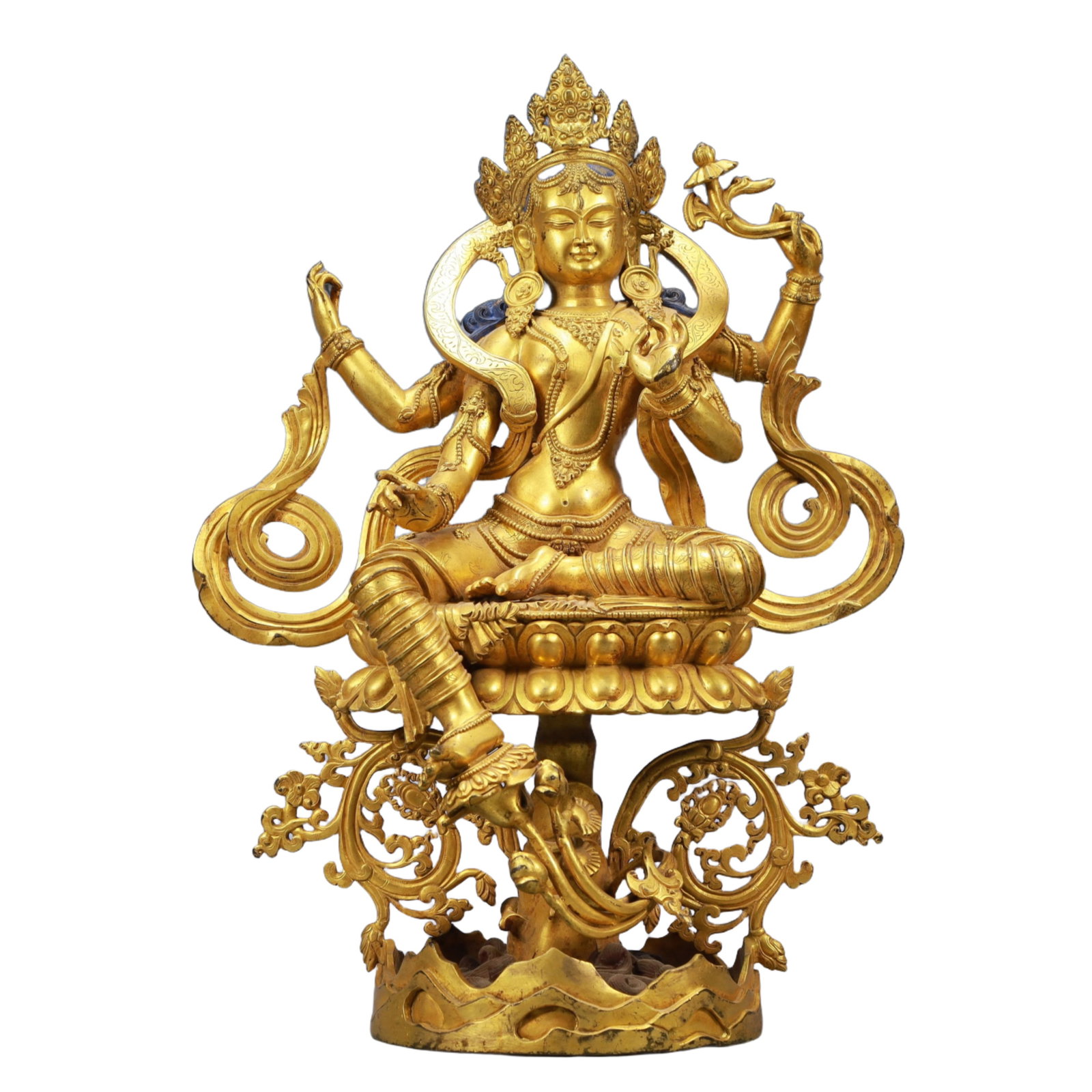 A Solemn Gilt Bronze White Statue of Tara: A Solemn Gilt Bronze White Statue of Tara,Ming Dynasty, China,Size:14.2inx6.7inx19.3in Weight:9350g 铜鎏金白度母像,中国明代