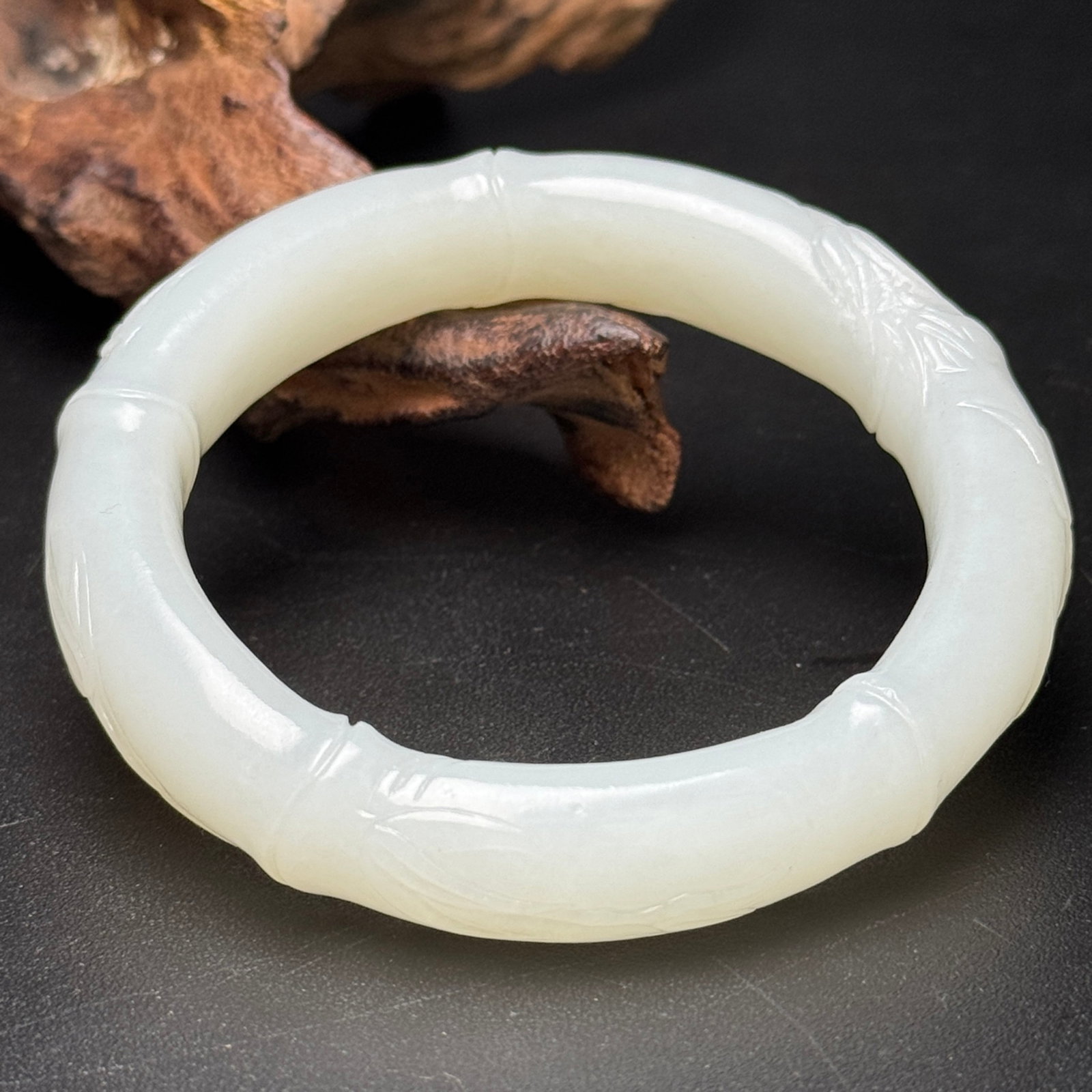 An Exquisite White Jade Bamboo Pattern Bracelets - 6