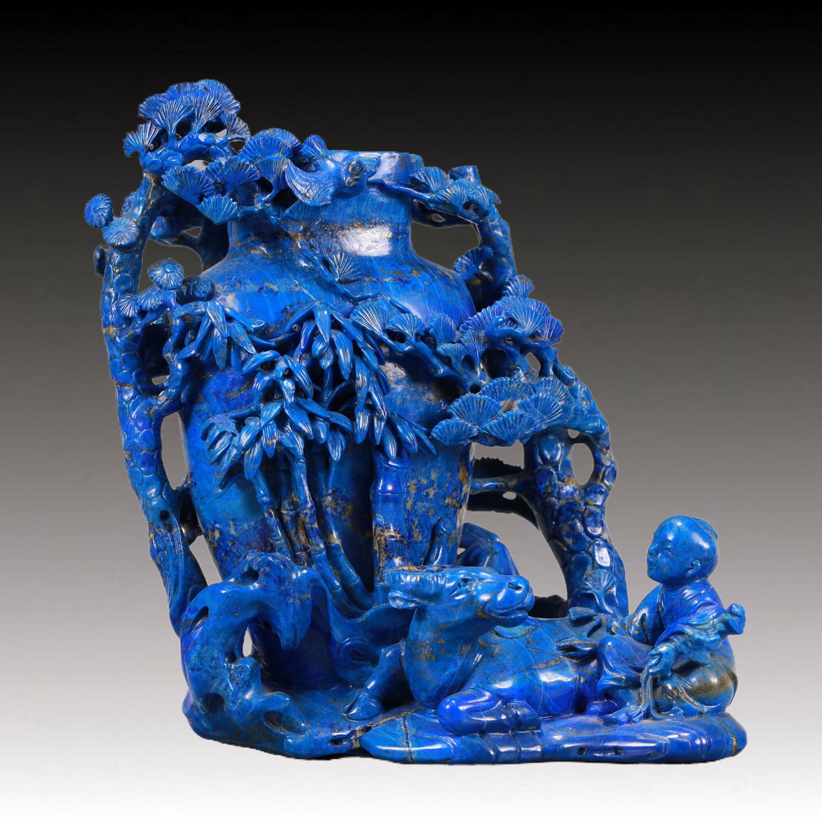 A Magnificent Lapis Lazuli 'Herd Boy And Buffalo' Vase (1 of 9)