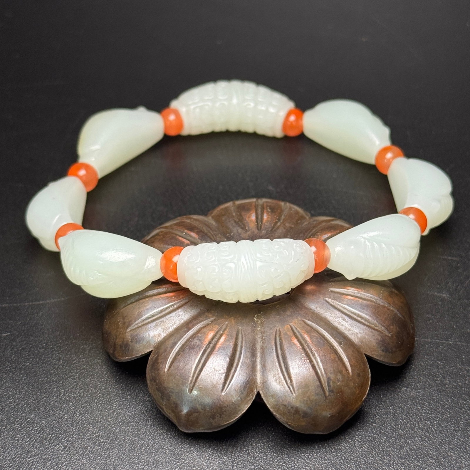 An Exquisite White Jade Ruyi Pattern Bracelets - 5