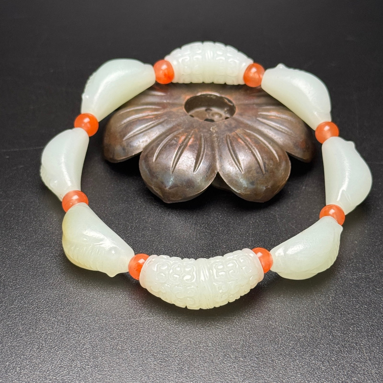 An Exquisite White Jade Ruyi Pattern Bracelets - 6