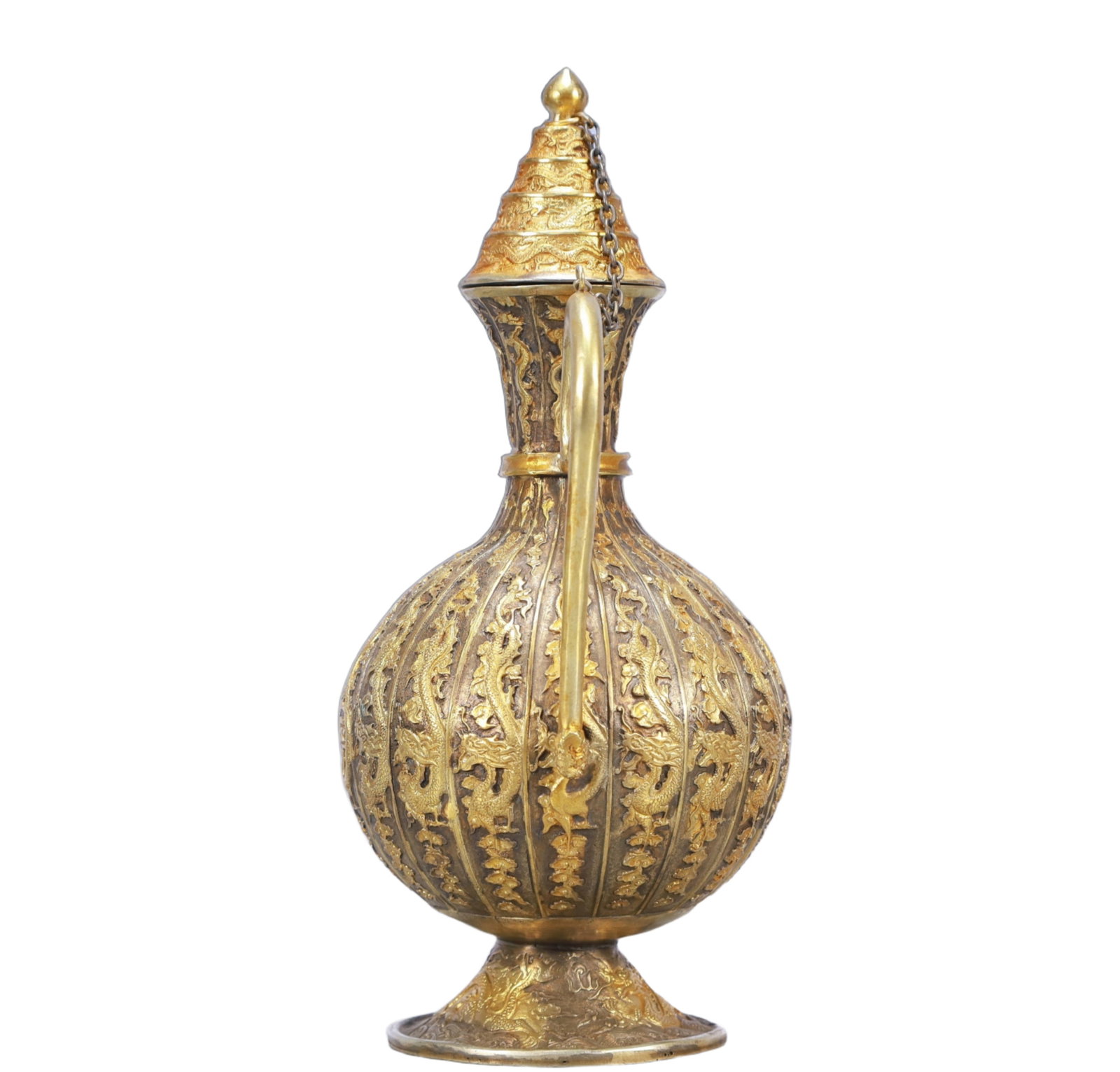 A Rare Gilt Silver Dragon Pattern Ewer - 3