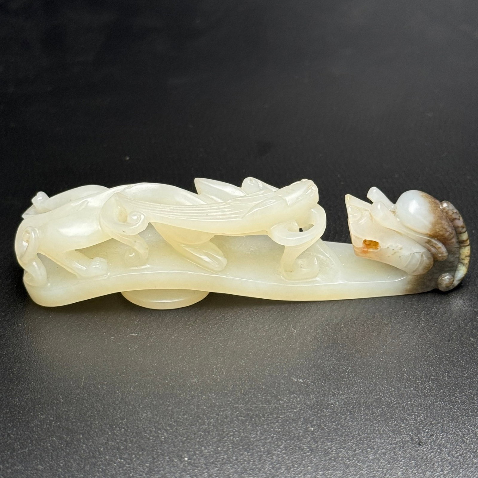 An Exquisite White Jade Dragon Pattern Hook - 3