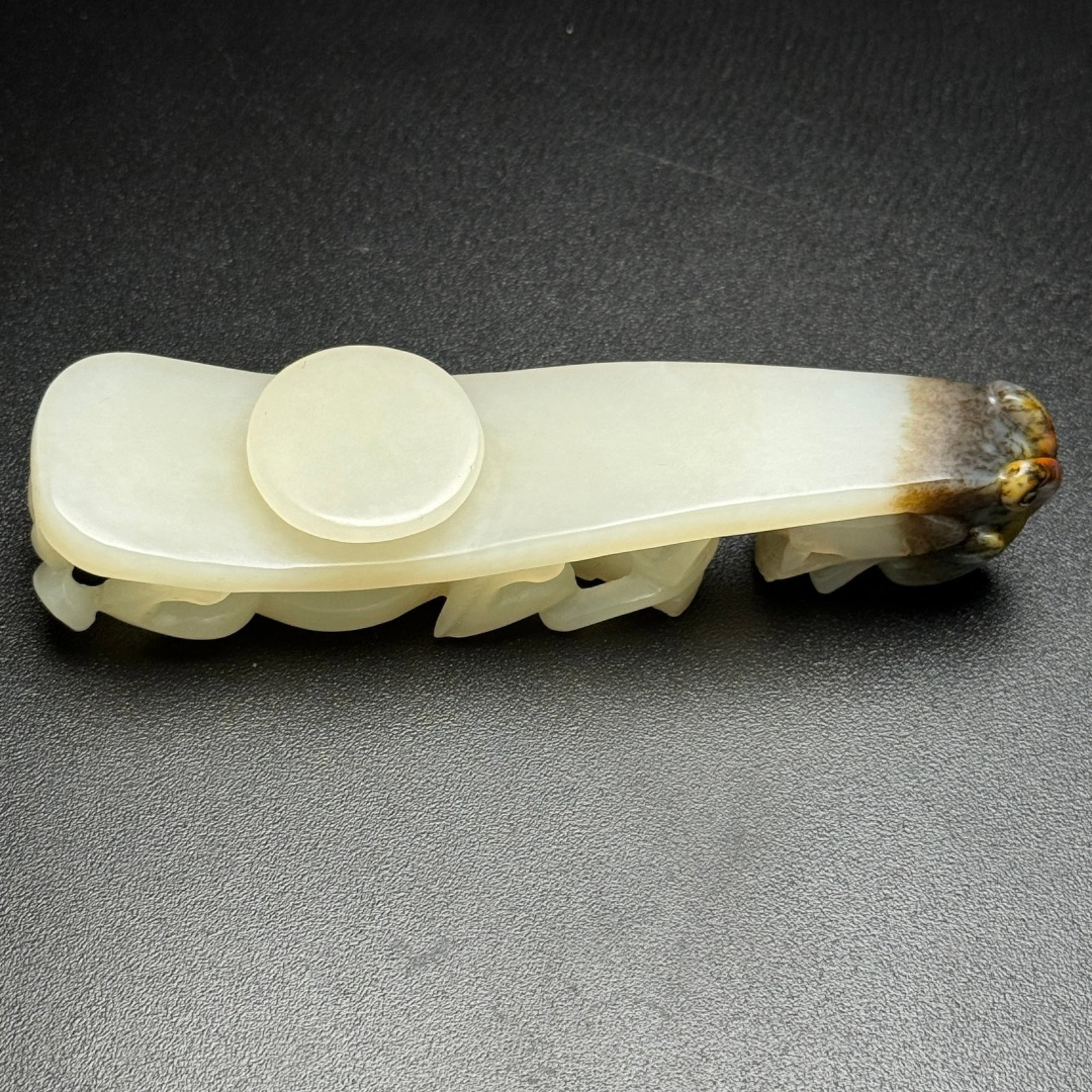 An Exquisite White Jade Dragon Pattern Hook - 7