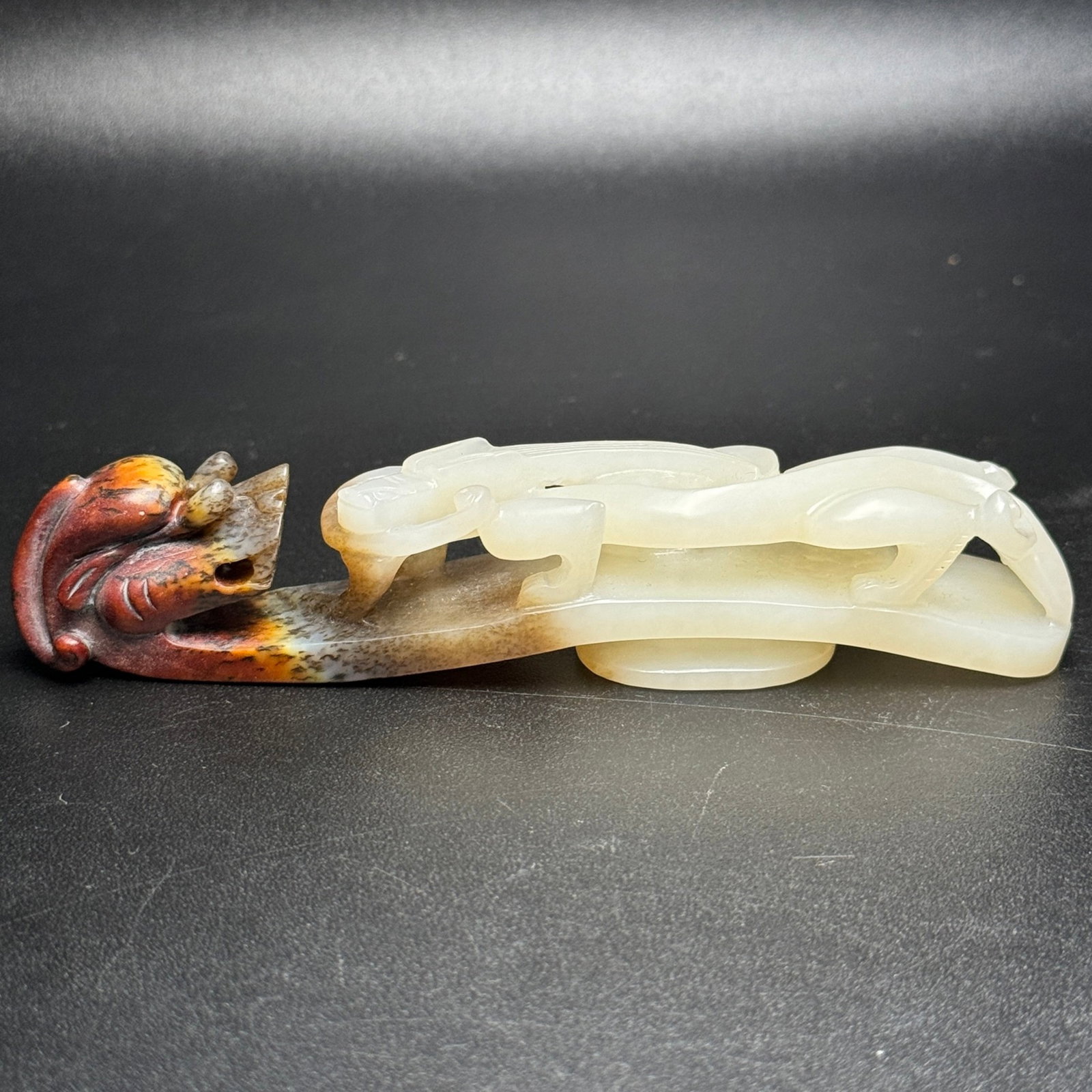 An Exquisite White Jade Dragon Pattern Hook - 2