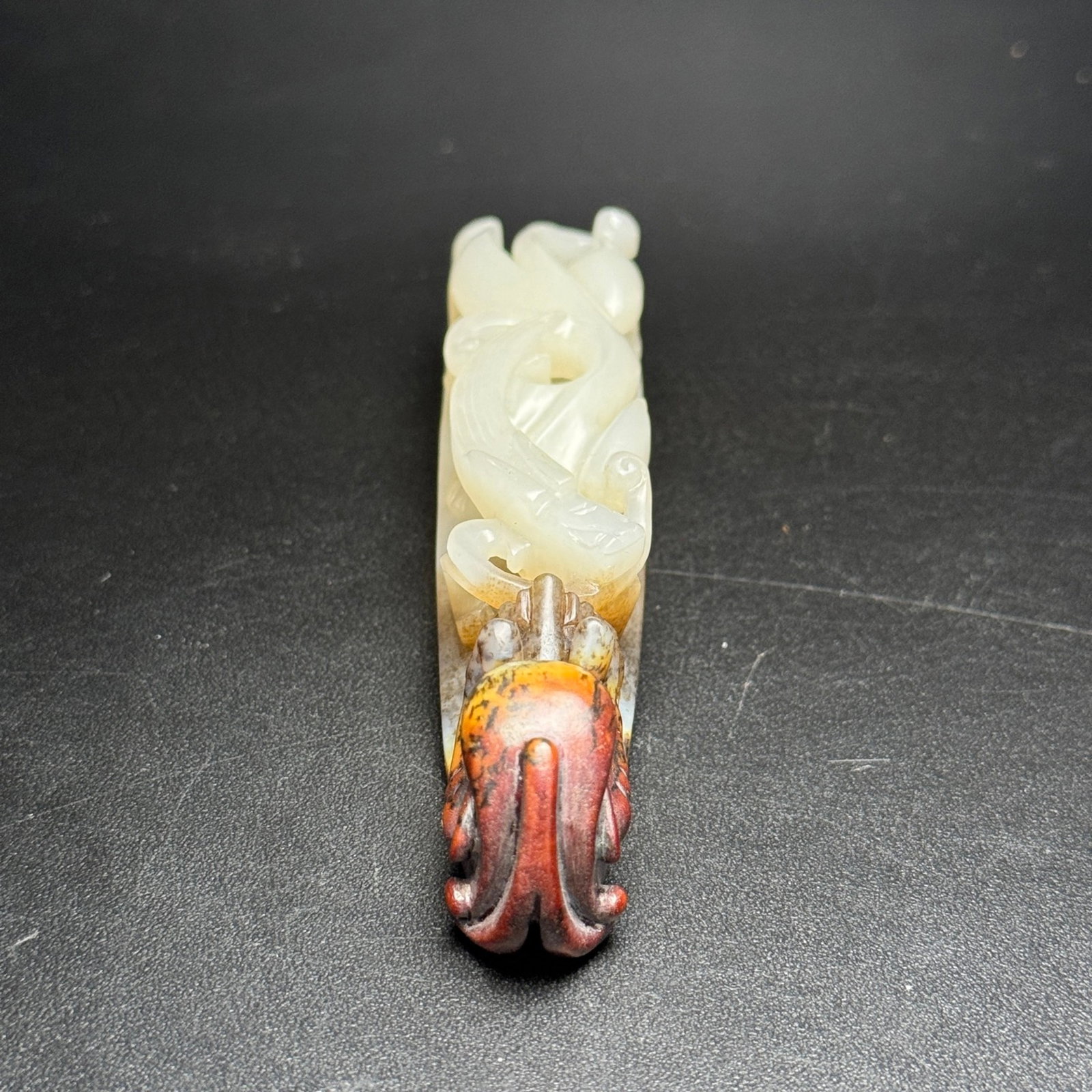 An Exquisite White Jade Dragon Pattern Hook - 5